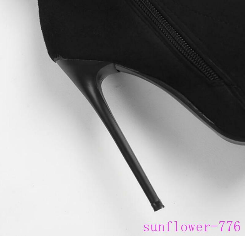 Womens Over Knee Thigh Boots High Stiletto Heel Pointy Toe Stretchy Shoes Plus