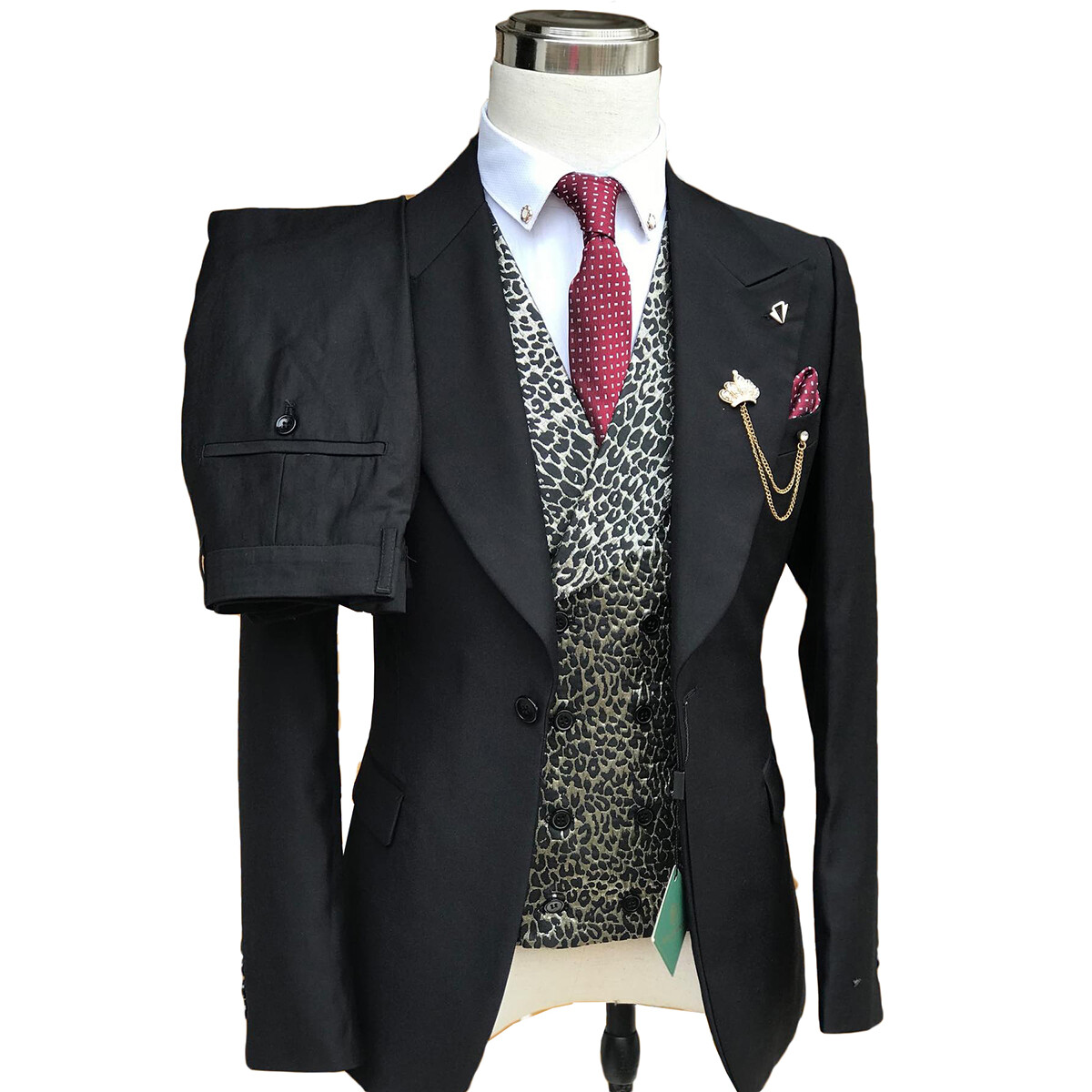 Business Men Suits Jacket Pants Slim Fit Notch Lapel Single Breasted Formal Prom