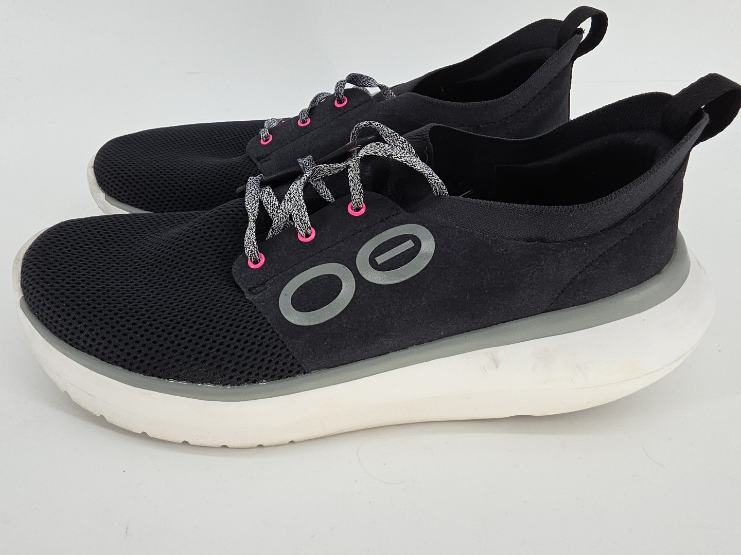 OOFOS OOmy Stride Recovery Comfort Shoes Lace Sneakers Womens Size 11 Black Pink