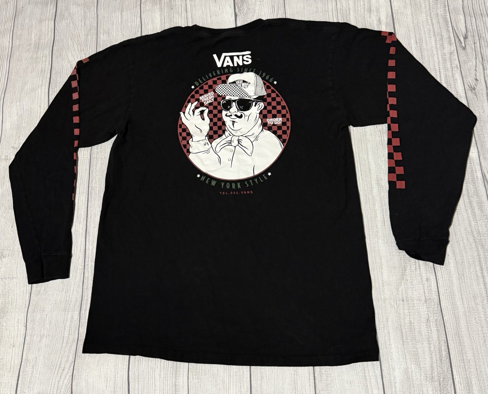 Vans New York Long Sleeve T Shirt Served Fresh Daily Since 1966 Size Large L