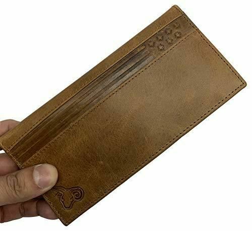 Genuine Leather Long Bifold Checkbook Cover Wallet Multi Card Pocket Holder USA