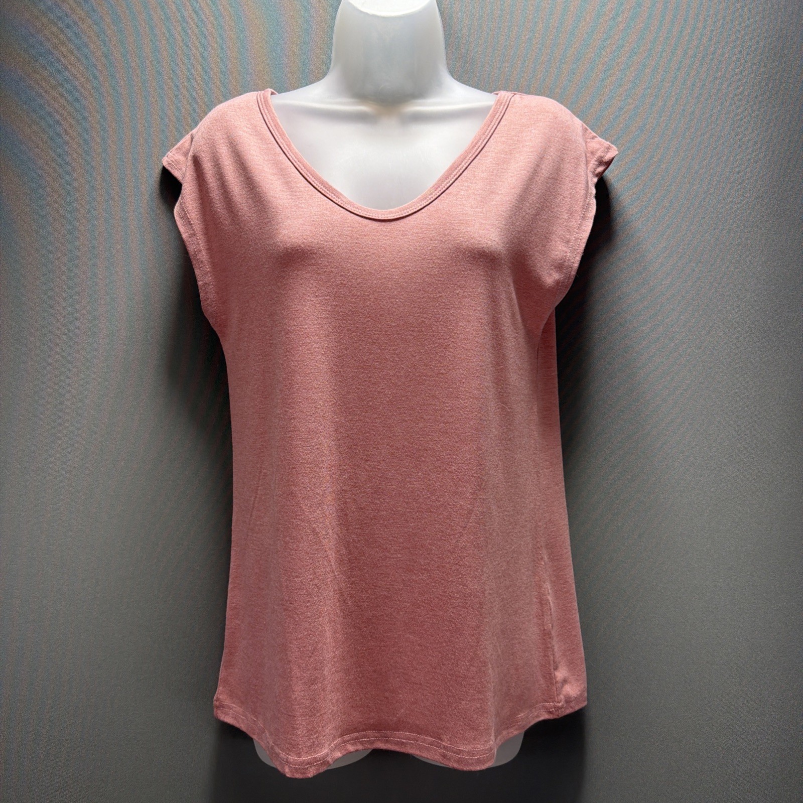 Women’s S V-Neck T-Shirt Casual Cap Sleeve Vest Solid Stretch Blouse Tee NWT