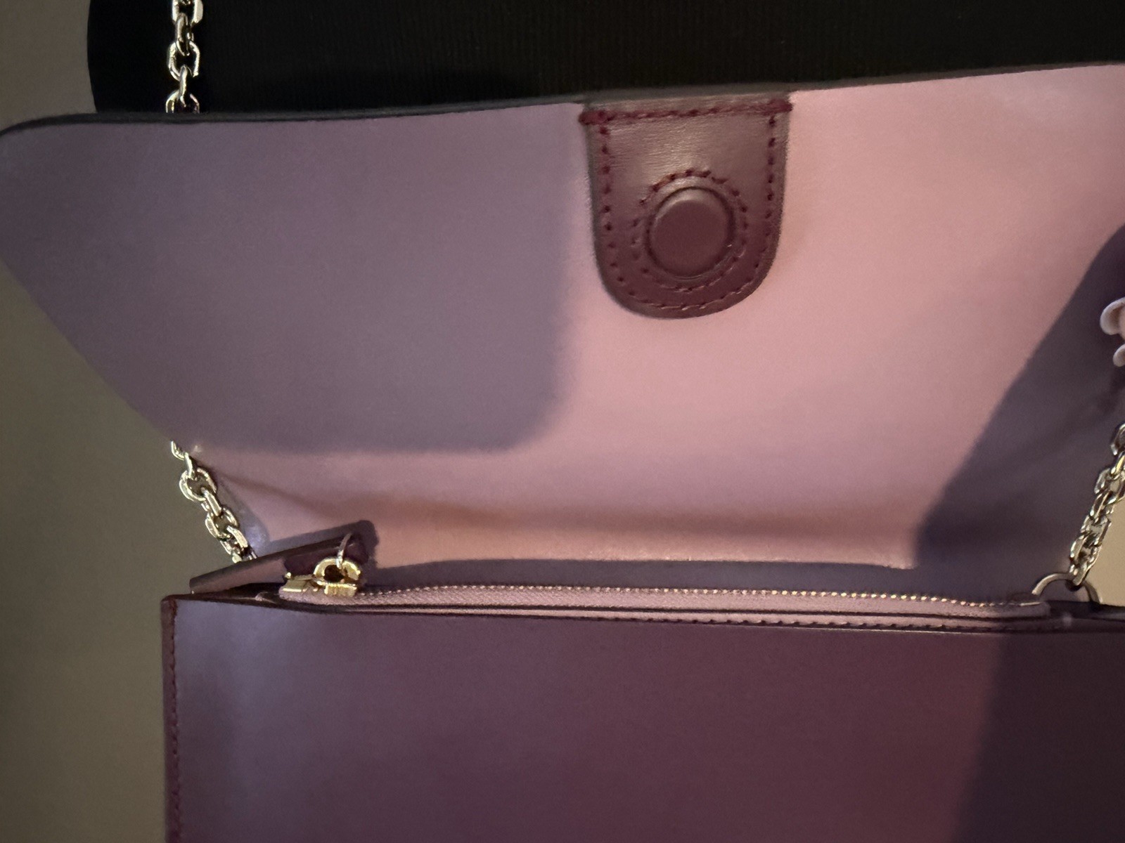 Kate Spade New York Purple Flap Shoulder Bag Chain Strap Lined Inner Pockets