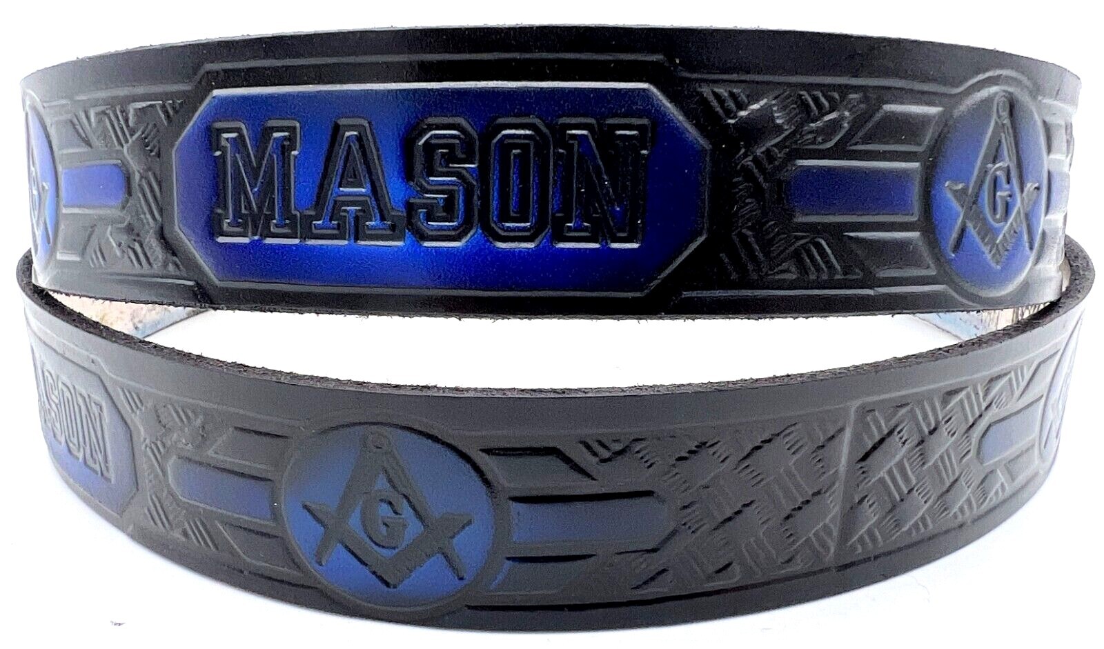 MASONS MASONIC EMBOSSED GENUINE COWHIDE LEATHER BELT SIZE 26-48 USA MADE