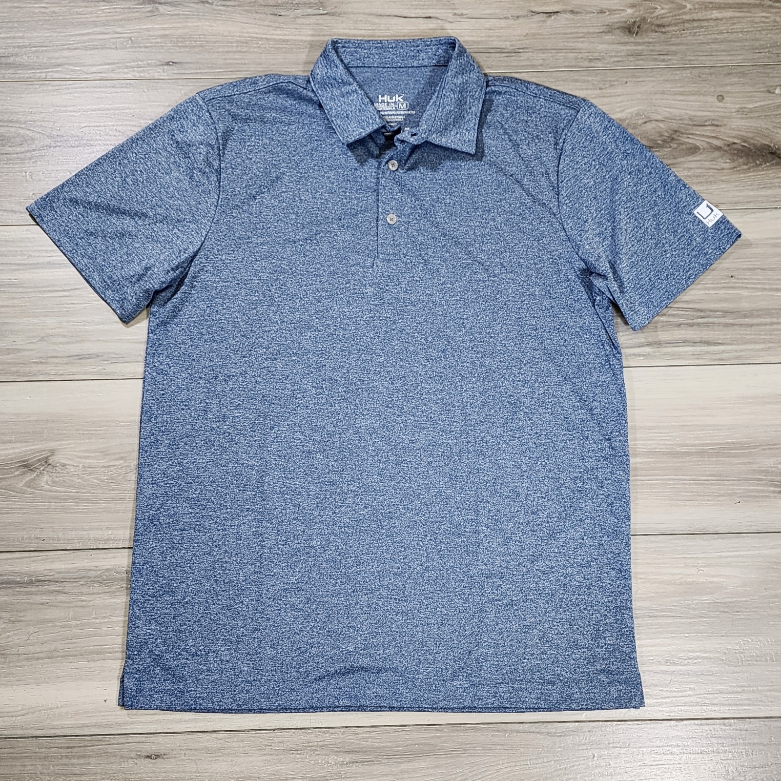 Huk Polo Shirt Men’s Medium Blue HTR Short Sleeve