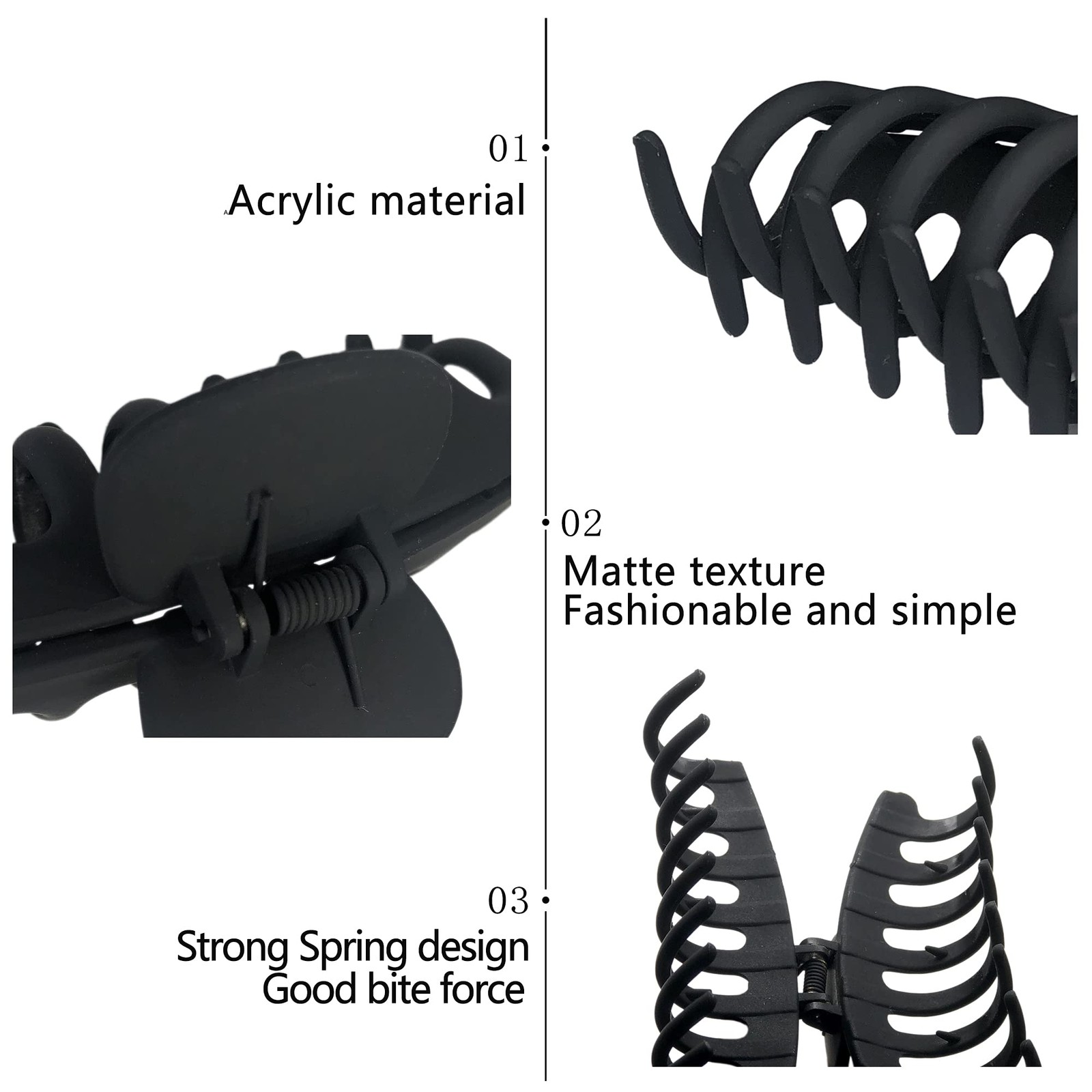 3 PCS Big Hair Claw Clips 4.3 Inch Nonslip Jumbo Strong Hold Jaw Clamps Pin