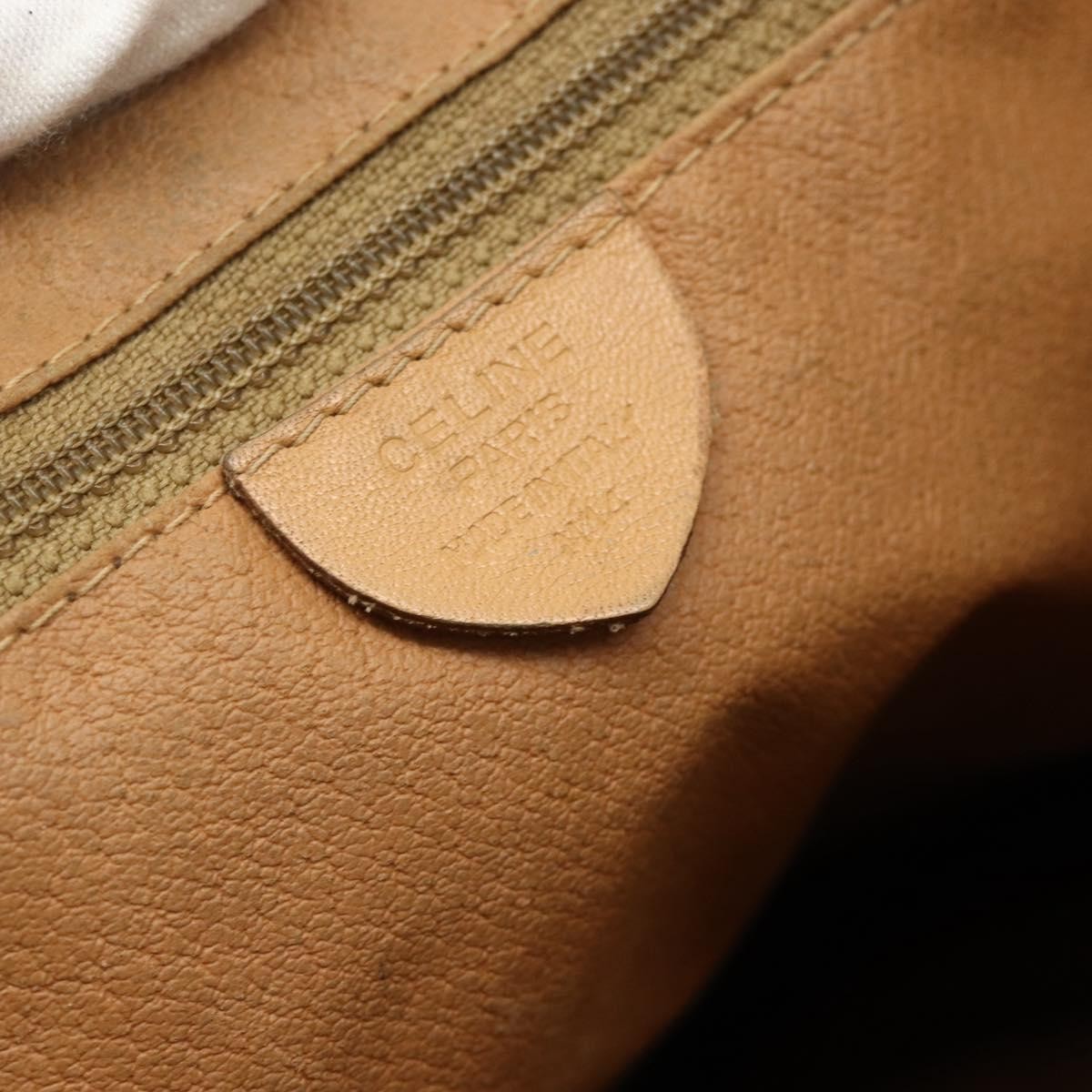 CELINE Macadam Canvas Backpack PVC Leather Brown Gold Auth fm5320