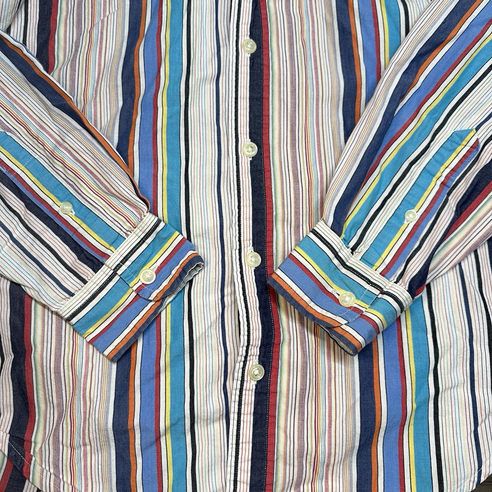 Ralph Lauren Women’s M (12/14) Striped Multicolor Long Sleeve Cotton Button-Up