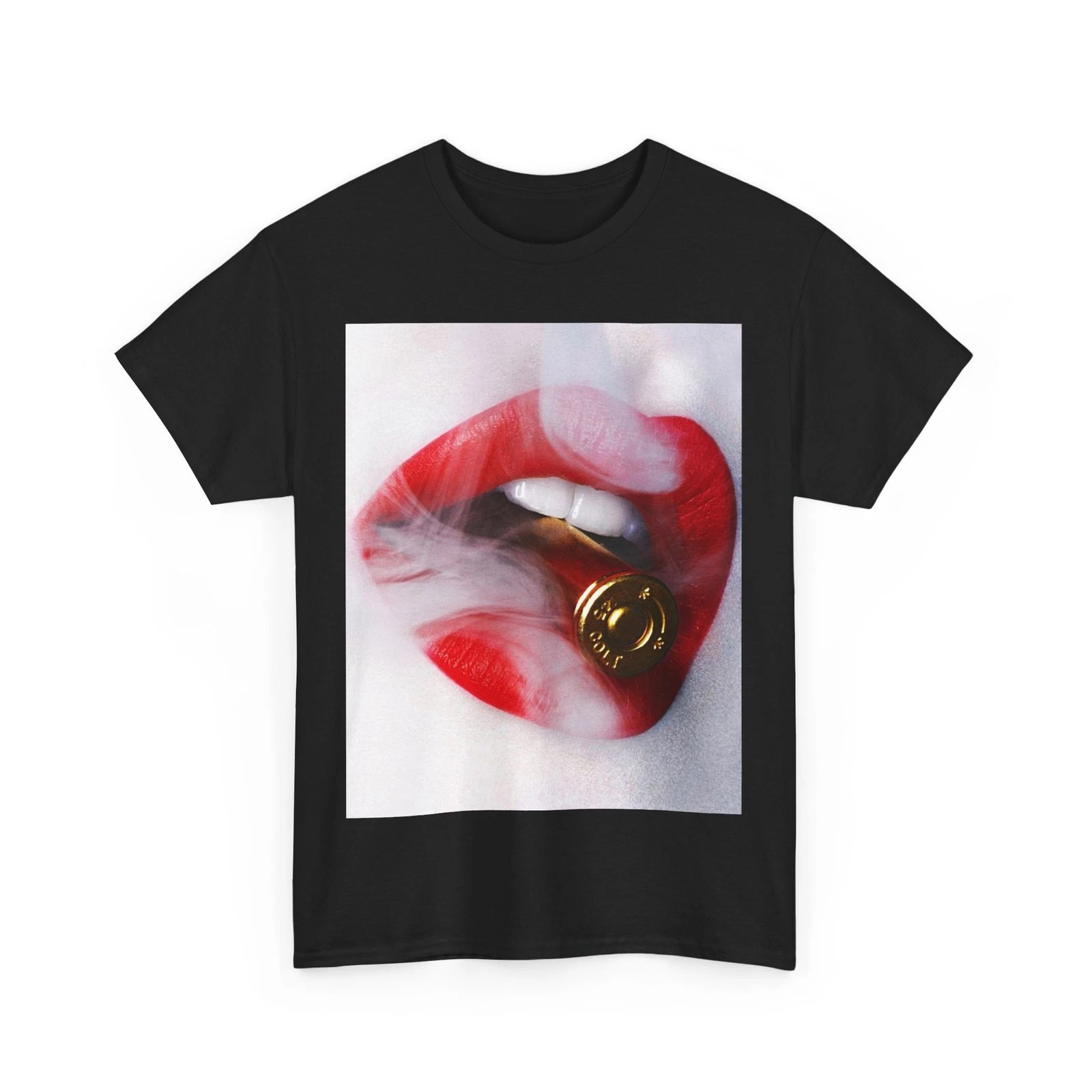 BULLET RED LIPS SMOKE TEE TSHIRT GIFT MEN WOMEN FASHION STREET WEAR ART SHIRT