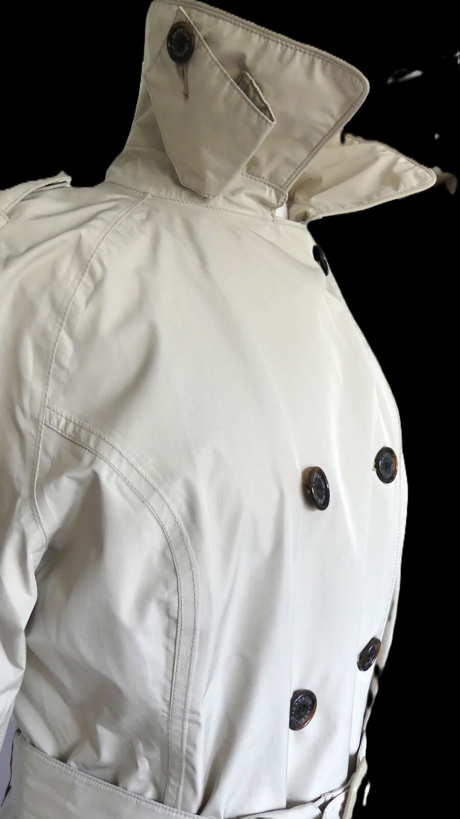 Barbour Rain Trench Coat Waterproof Featherweight Valerie Short US Size 8 Lt Tan