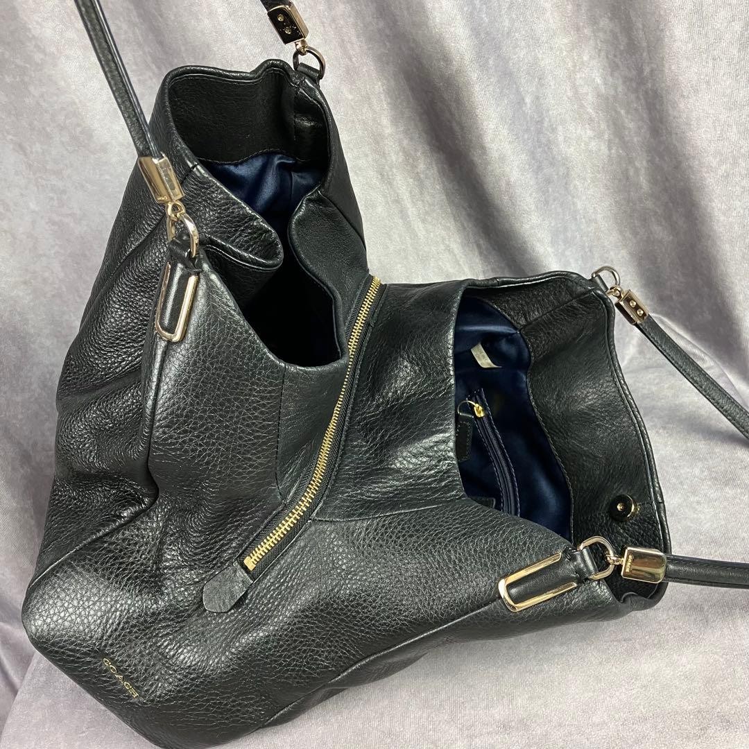 COACH Madison Phoebe Shoulder Bag Black Leather Handbag Authentic Classic