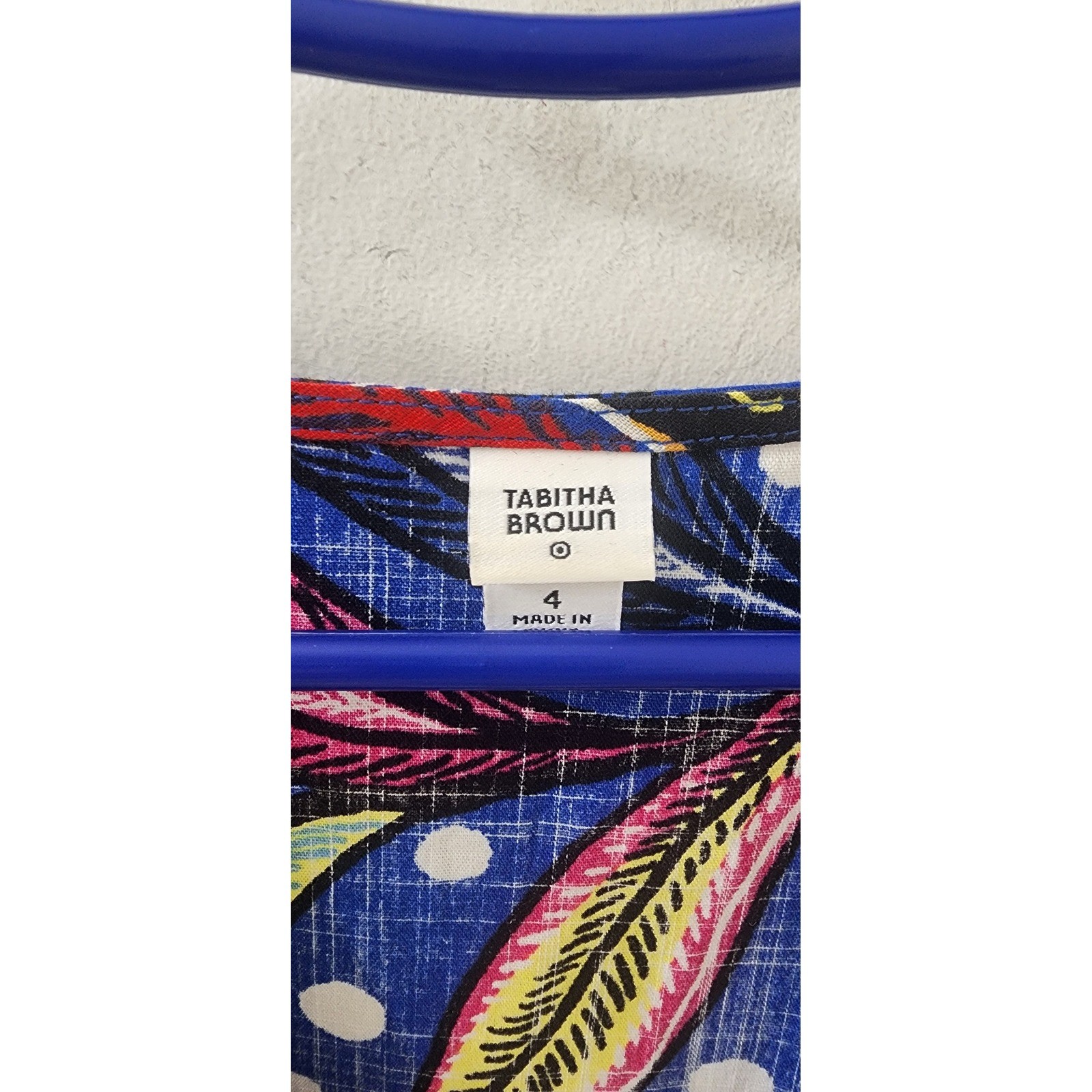Tabitha Brown for Target Floral Polka Dot Maxi Dress Blue Size 4 V-Neck Pockets