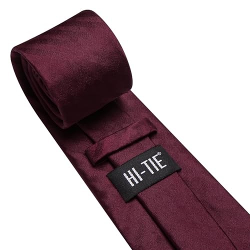 70 inches Ties for Men Silk Extra Long Necktie and Pocket Square Wine Red