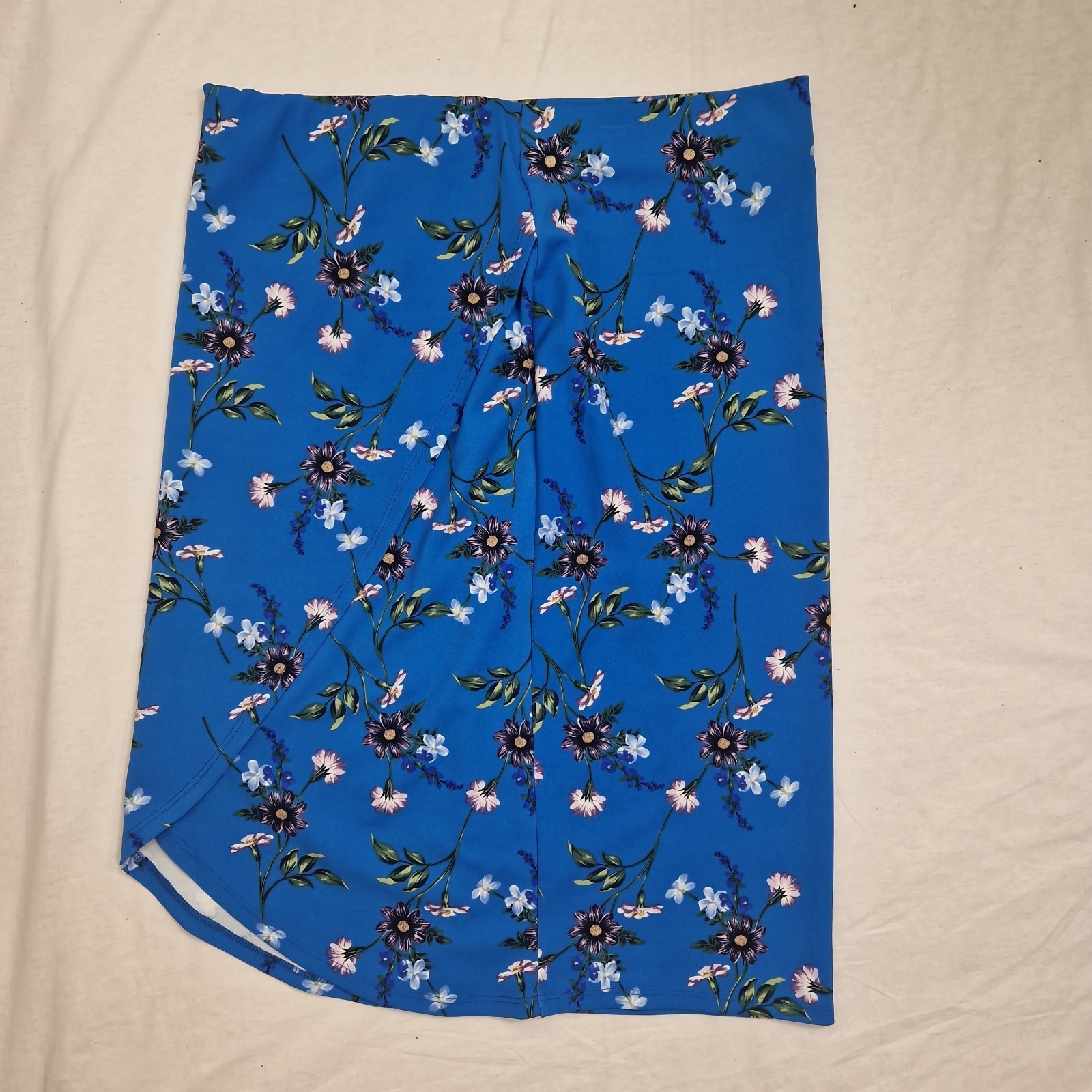 Envy Womens Wrap Skirt Floral Stretch Jersey Blue Size UK 16 Length 27in