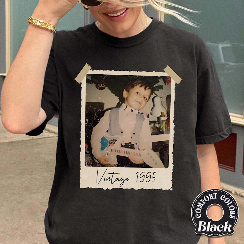 Custom Vintage Photo Year Comfort Tee Personalized Shirt Gift