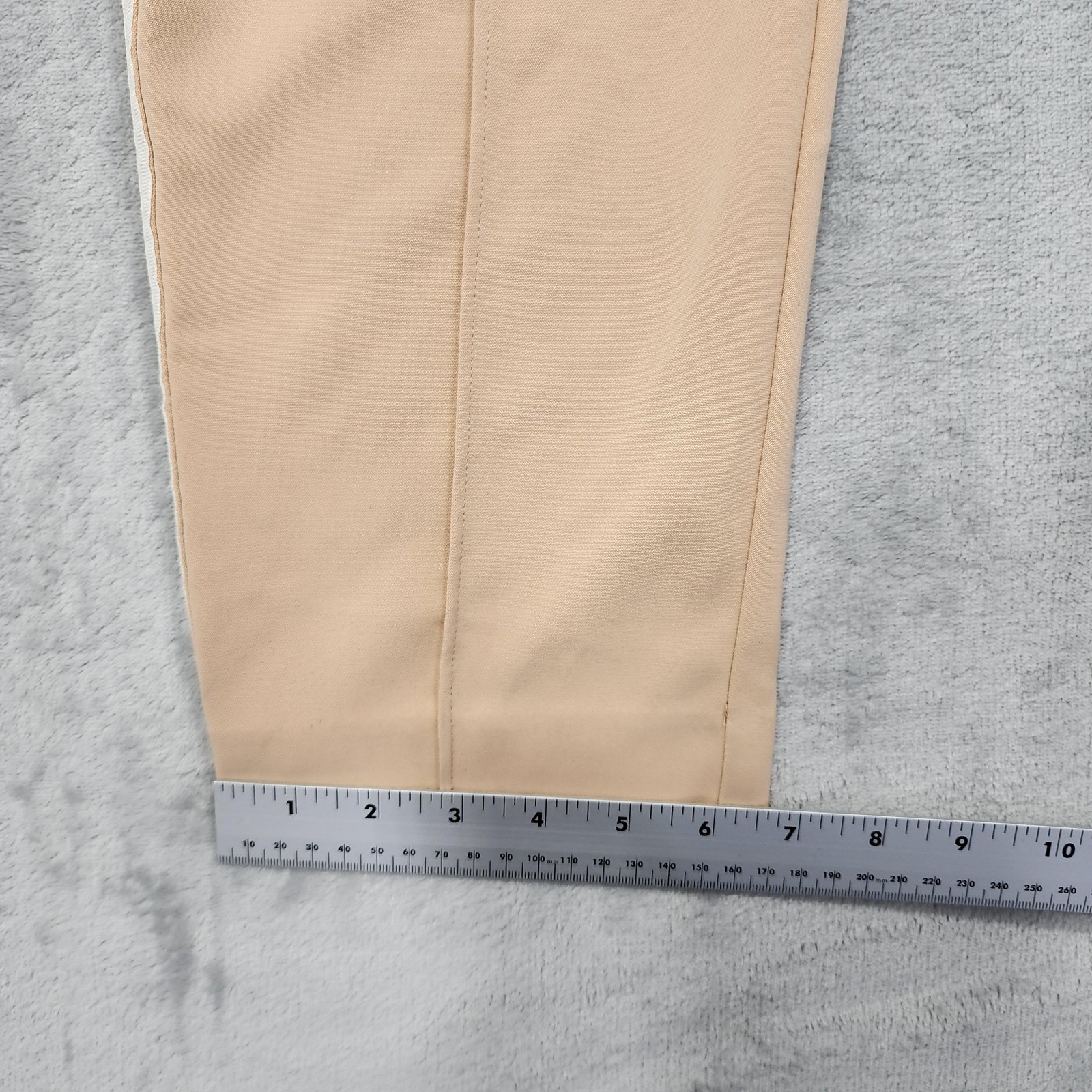 Nine West Pants Womens 12 Beige Side Striped Slim Straight Tapered Ankle Preppy