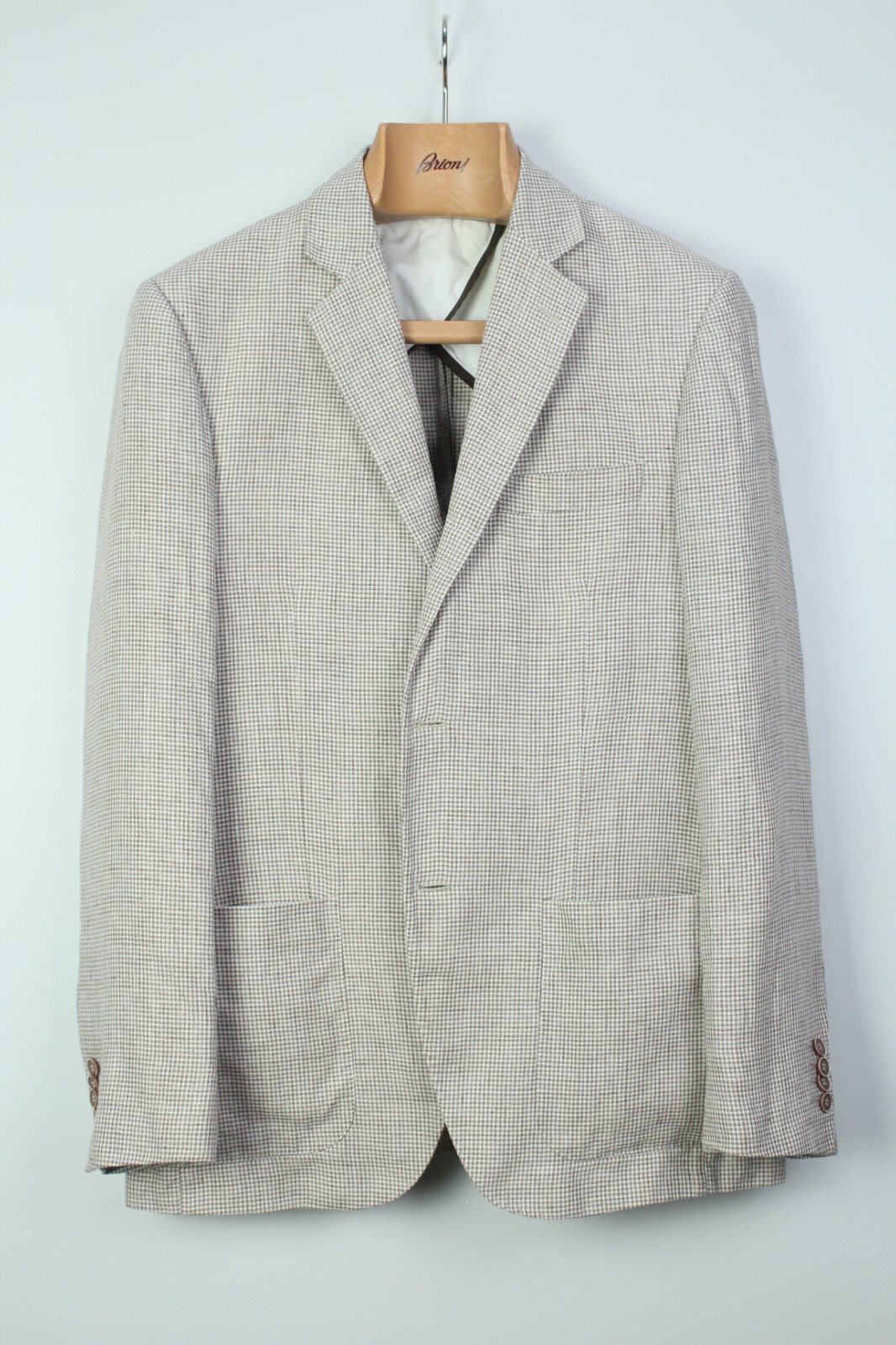 BOGGI Brown & White Dogtooth PURE LINEN HL Sport Coat Blazer Jacket 52IT 42US/UK