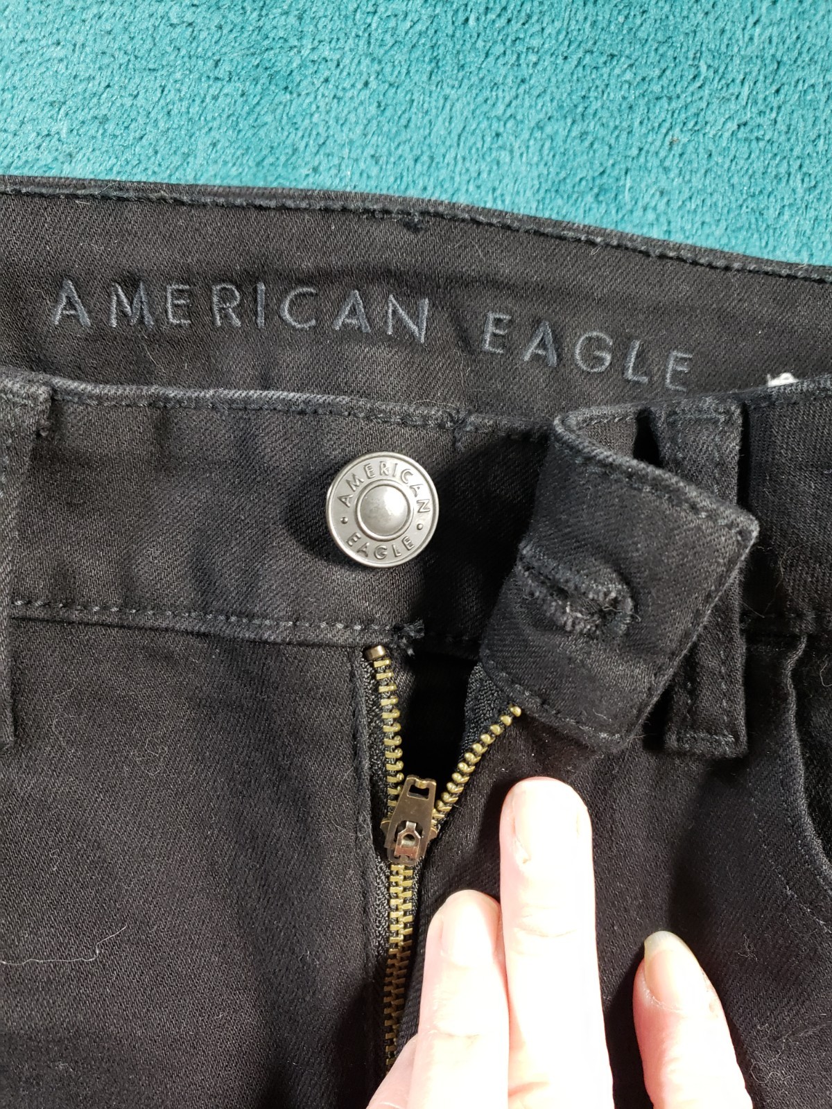 American Eagle Jeans Size 4 Extra Long Women Black Stretch Pant Mid Rise Jegging