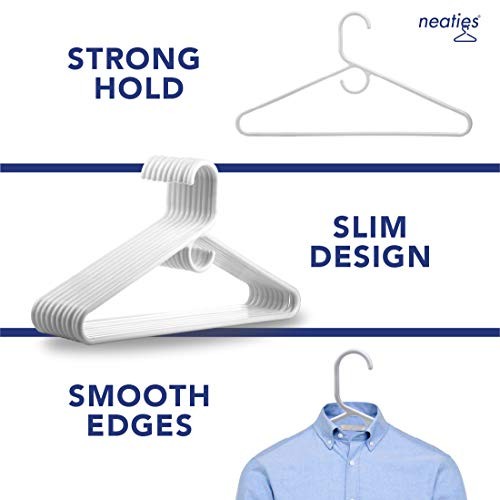 Heavy Duty Plastic Hangers with Accessory Hook, Heavy Duty Plastic 36pk White