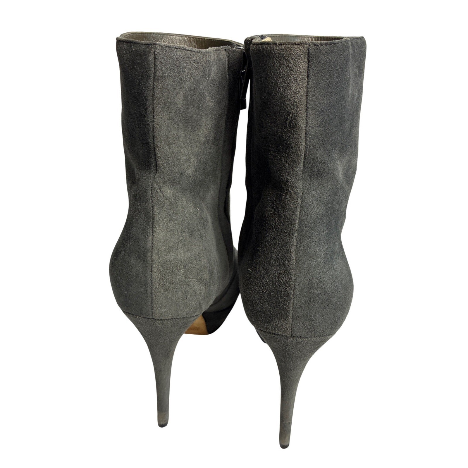 Jimmy Choo Grey Suede Stiletto Ankle Boots Platform Booties Made in Italy 39