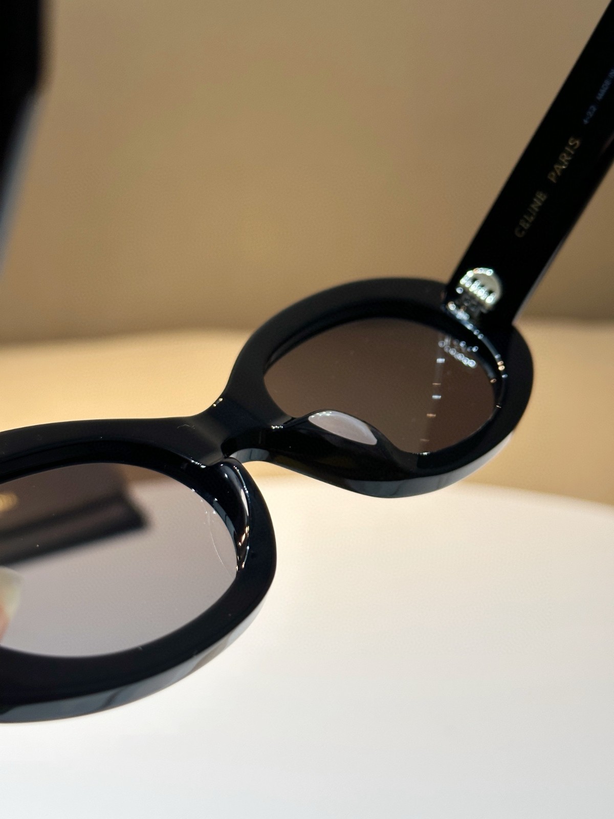 CELINE Paris Triomphe Oval Sunglasses Black Frame Black Logo Luxury