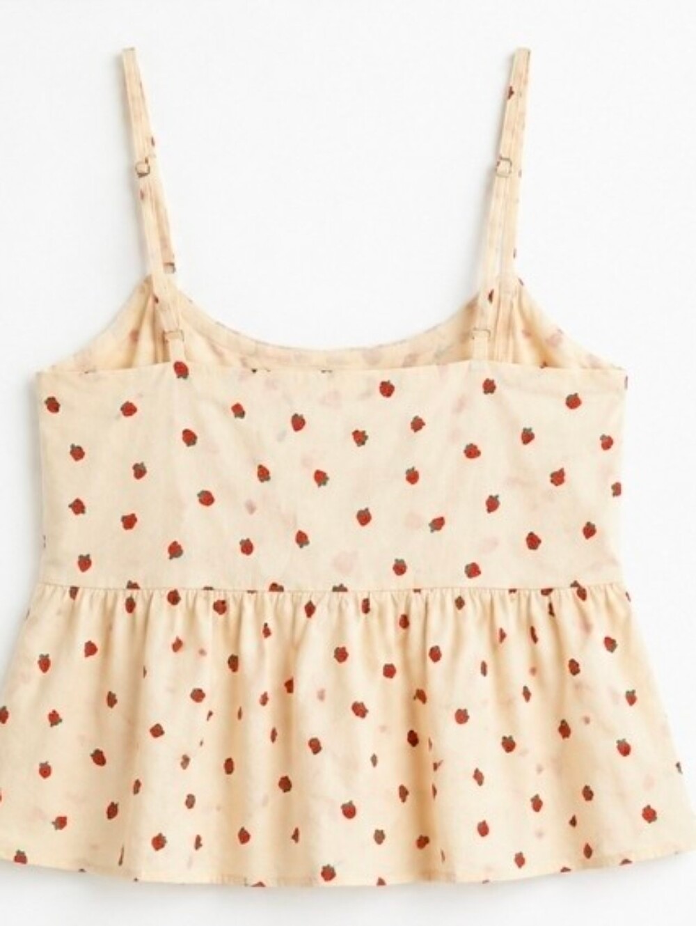 Madewell Strawberry Print Tie Front Cami Tank Top Size 4 Cream Red Cottagecore