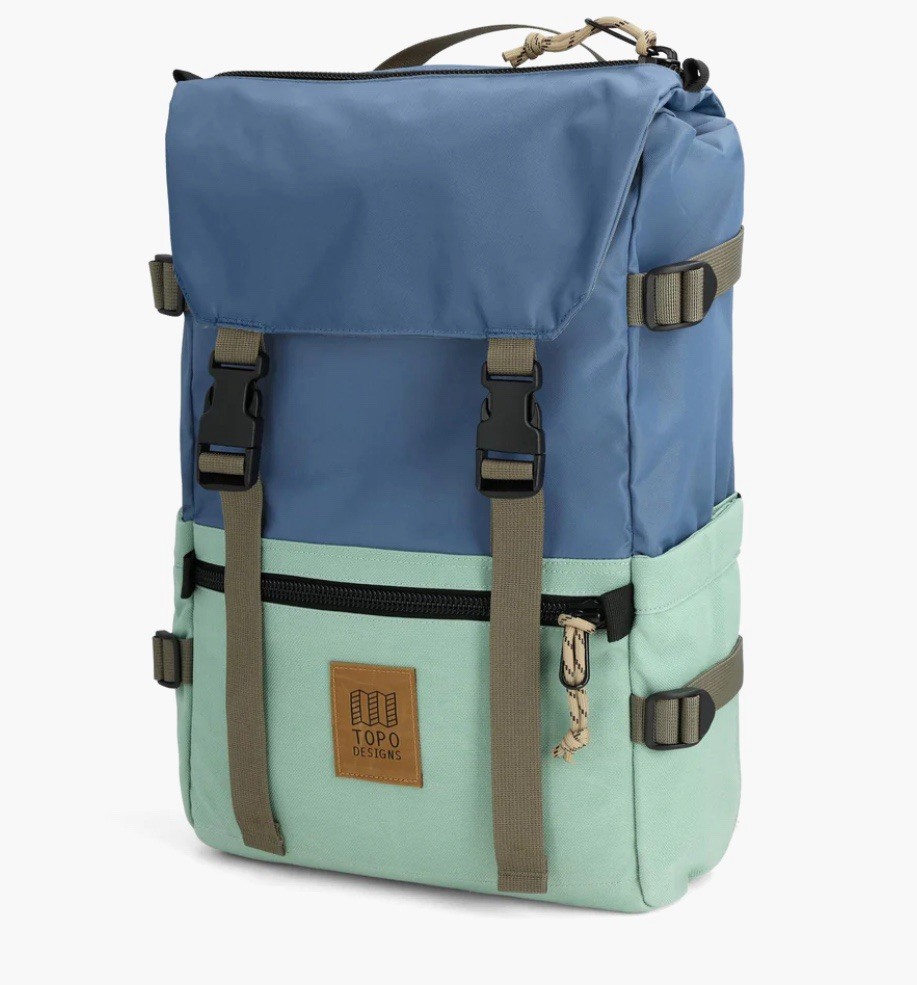 NWT Topo Designs Rover Pack Classic Backpack Stone Blue / Ash Green 20L