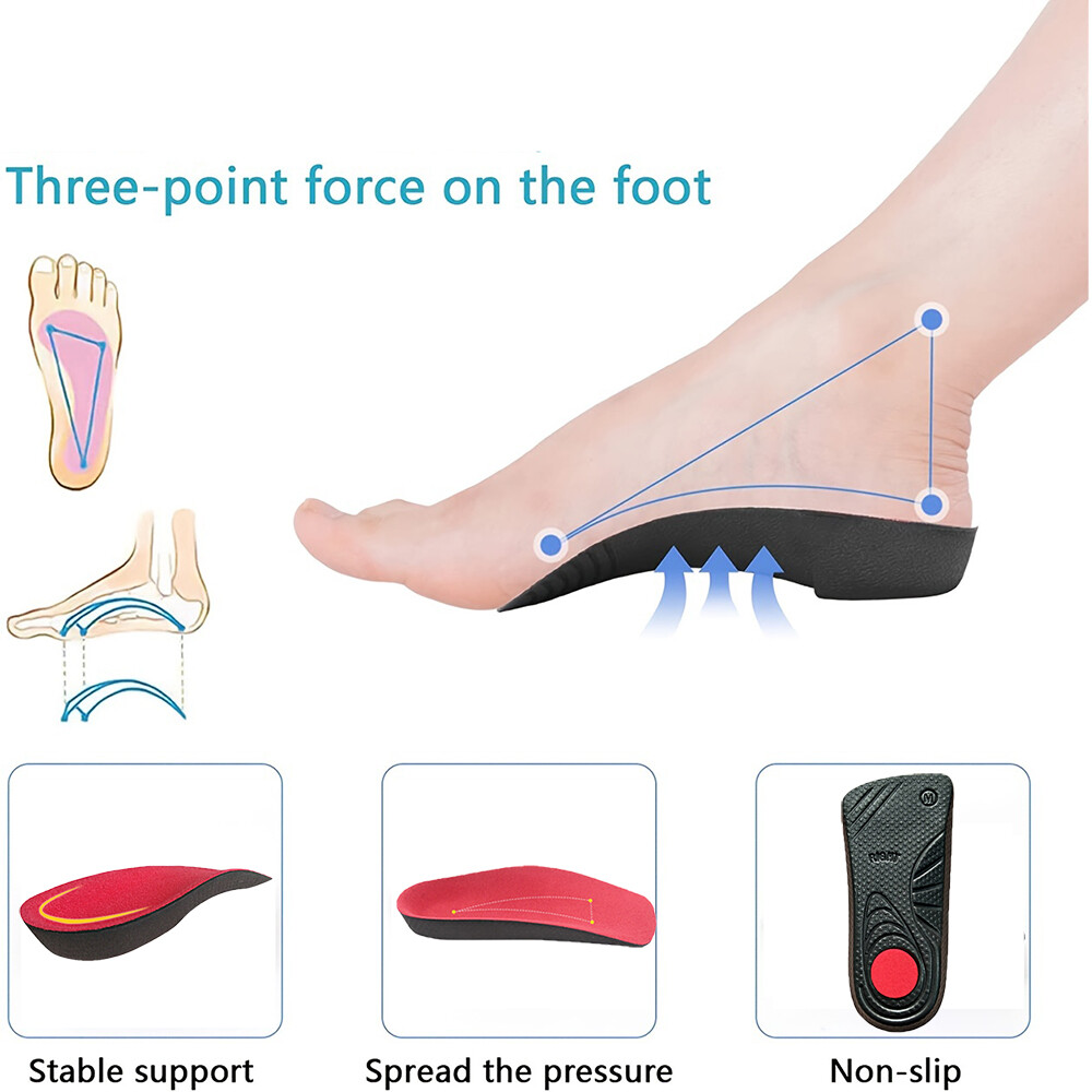 3/4 Orthotic Shoe Insoles Inserts Flat Feet High Arch Support Plantar Fasciitis