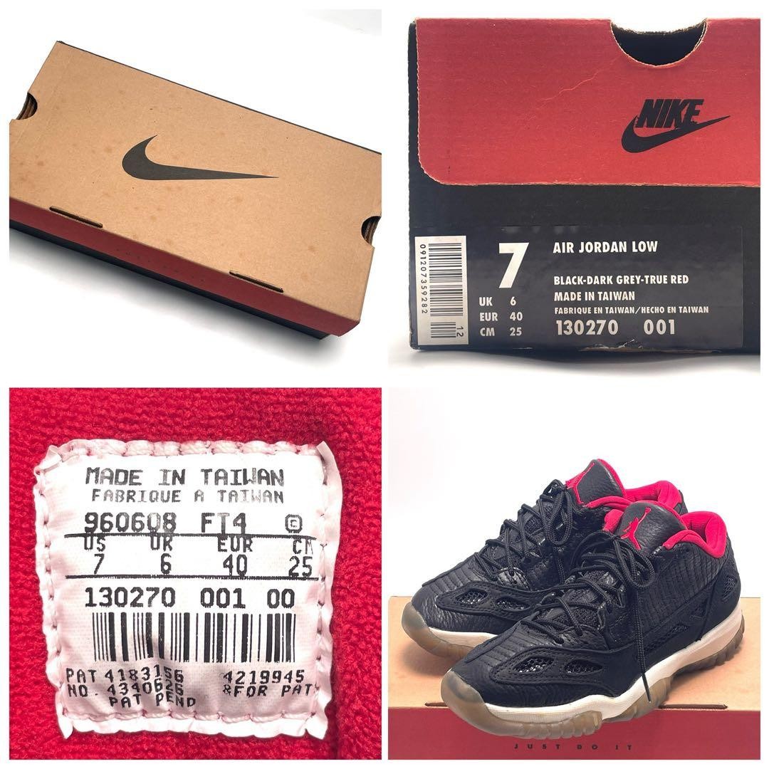 Nike Air Jordan 11 Low Retro IE OG Bred 1996 Mens 25cm Black True Red Authentic
