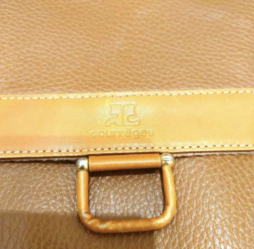 Courreges handbag brown flap 9.8 inches