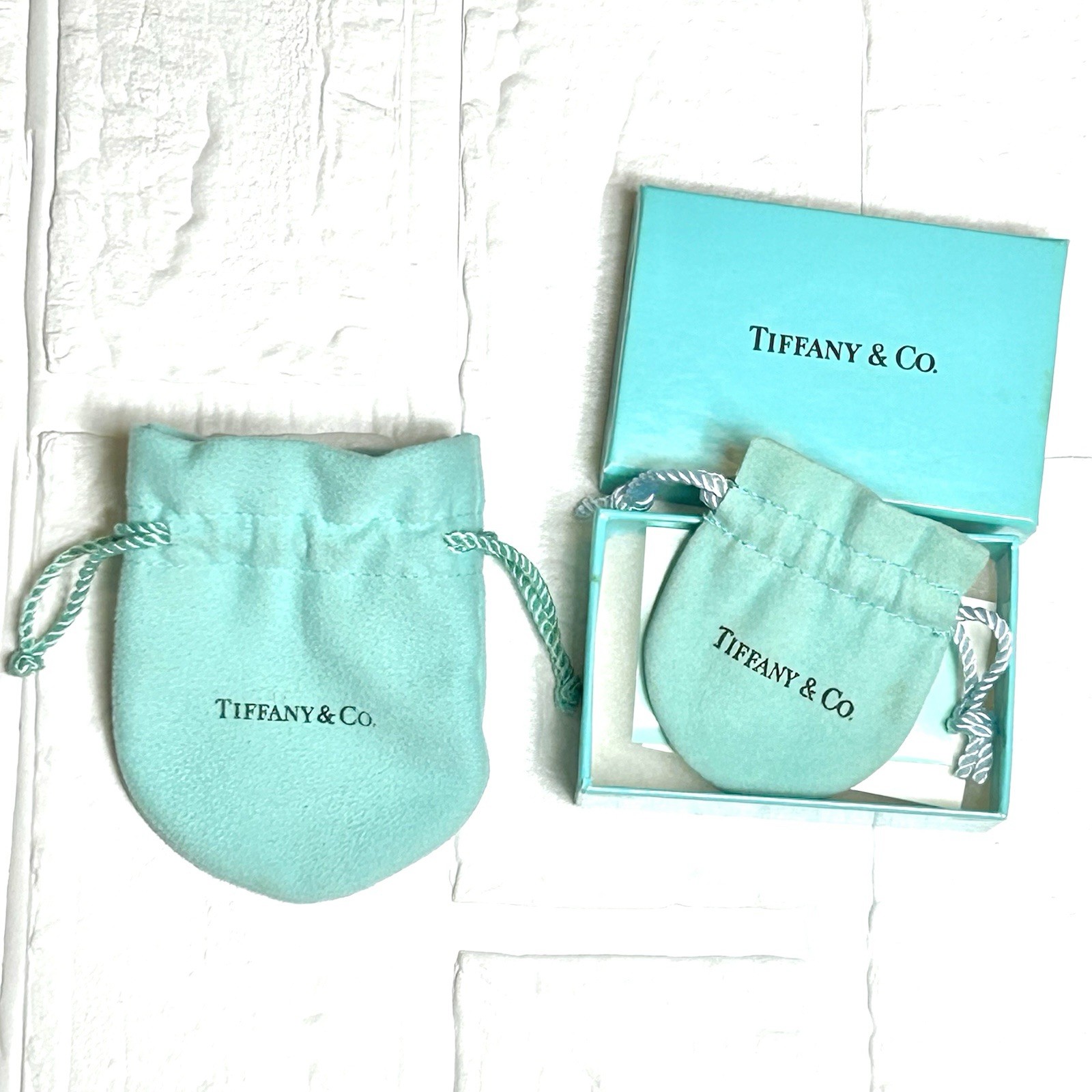 Tiffany & Co. Authentic Jewelry Dust Bag & Small Empty Box Set