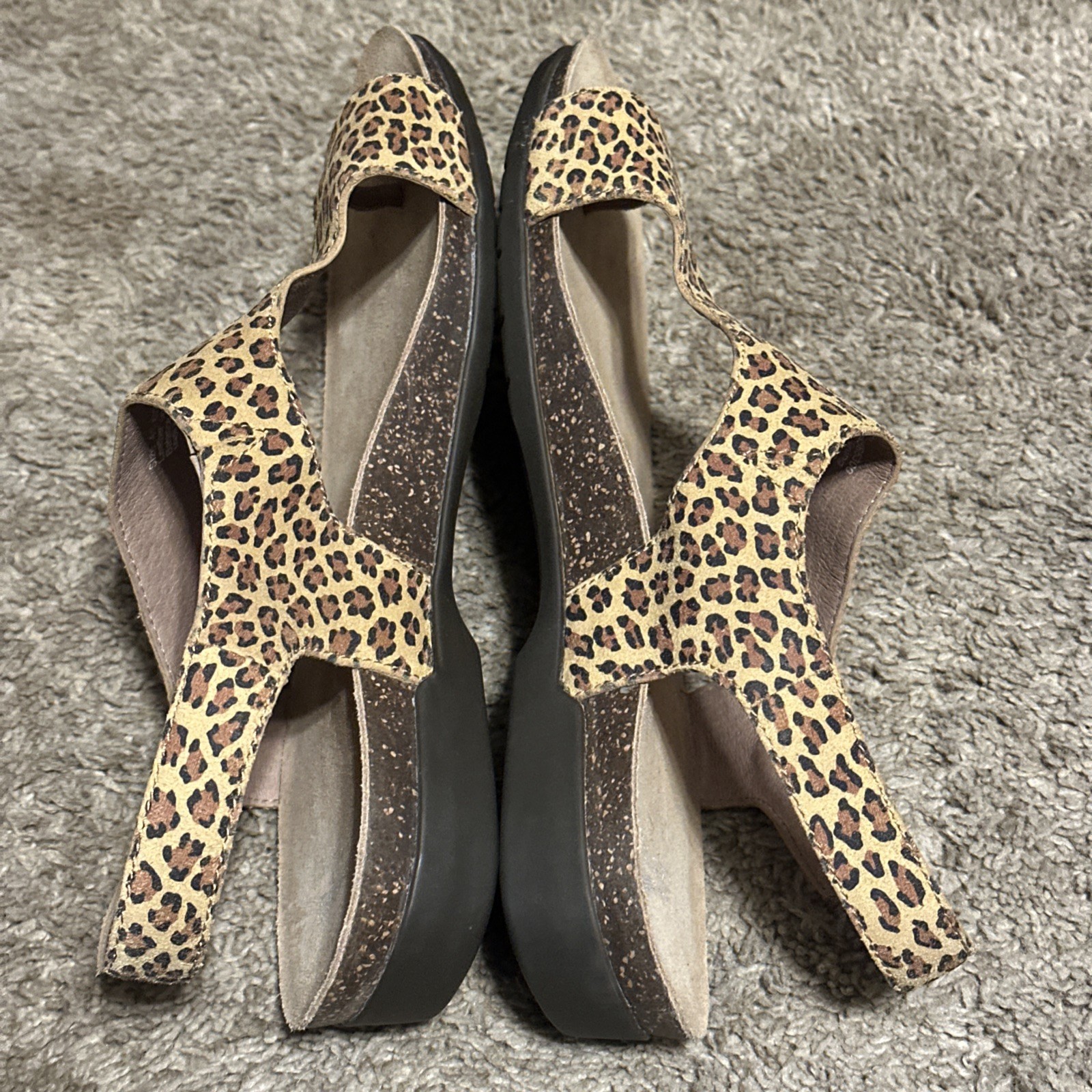 Dansko Reece Leopard Print Leather Strap Sandals Size 41 US Size 10.5/11