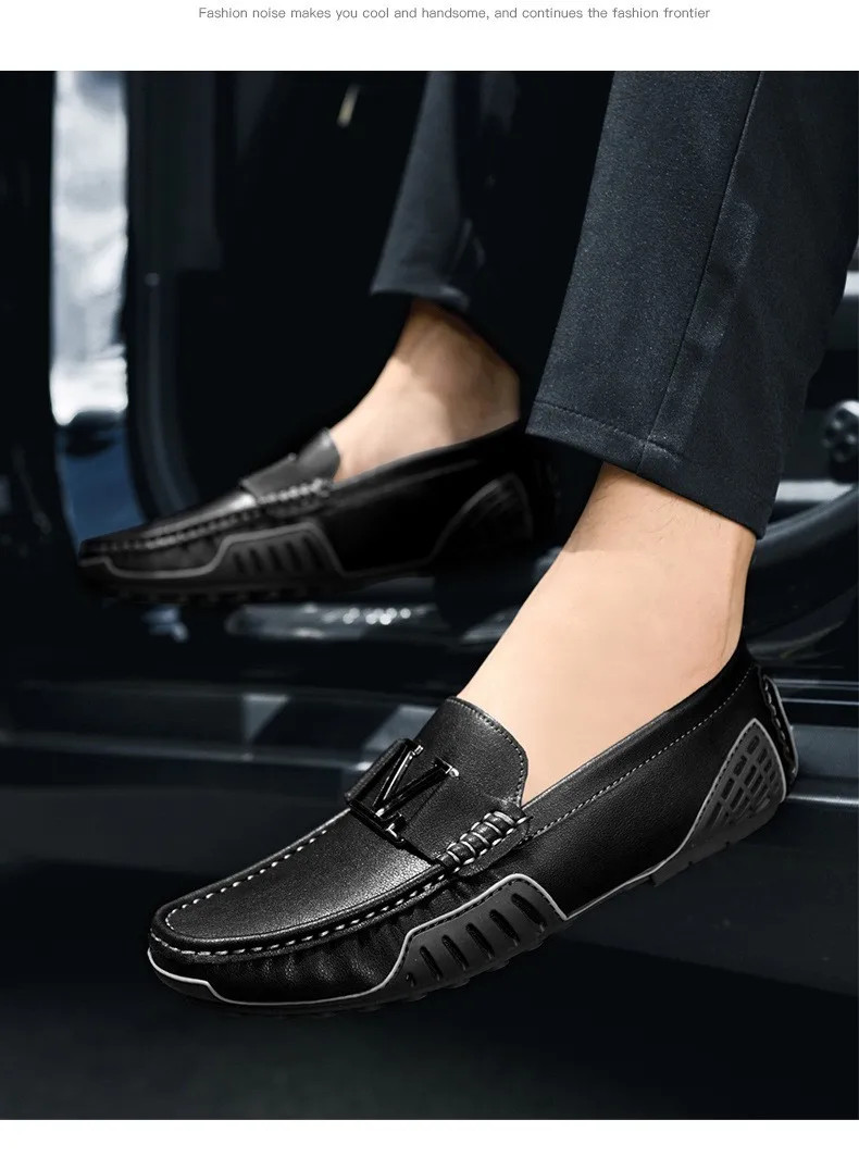Mens Casual Leather Shoes Cowhide Loafers Genuine Leather Flats Driving Sneakers