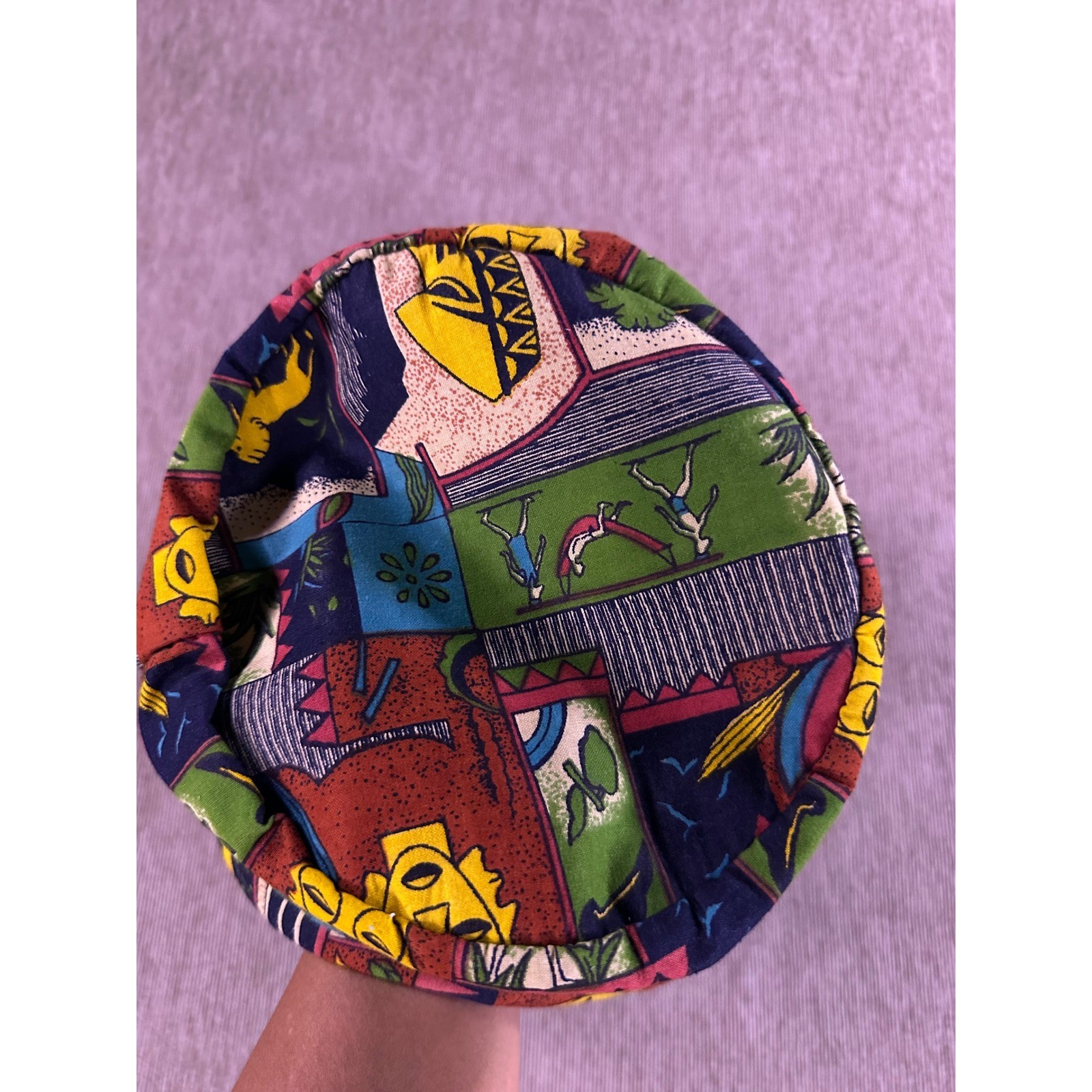 Vintage Style Multi Color Graphic Print Bucket Hat Tropical Tribal Streetwear