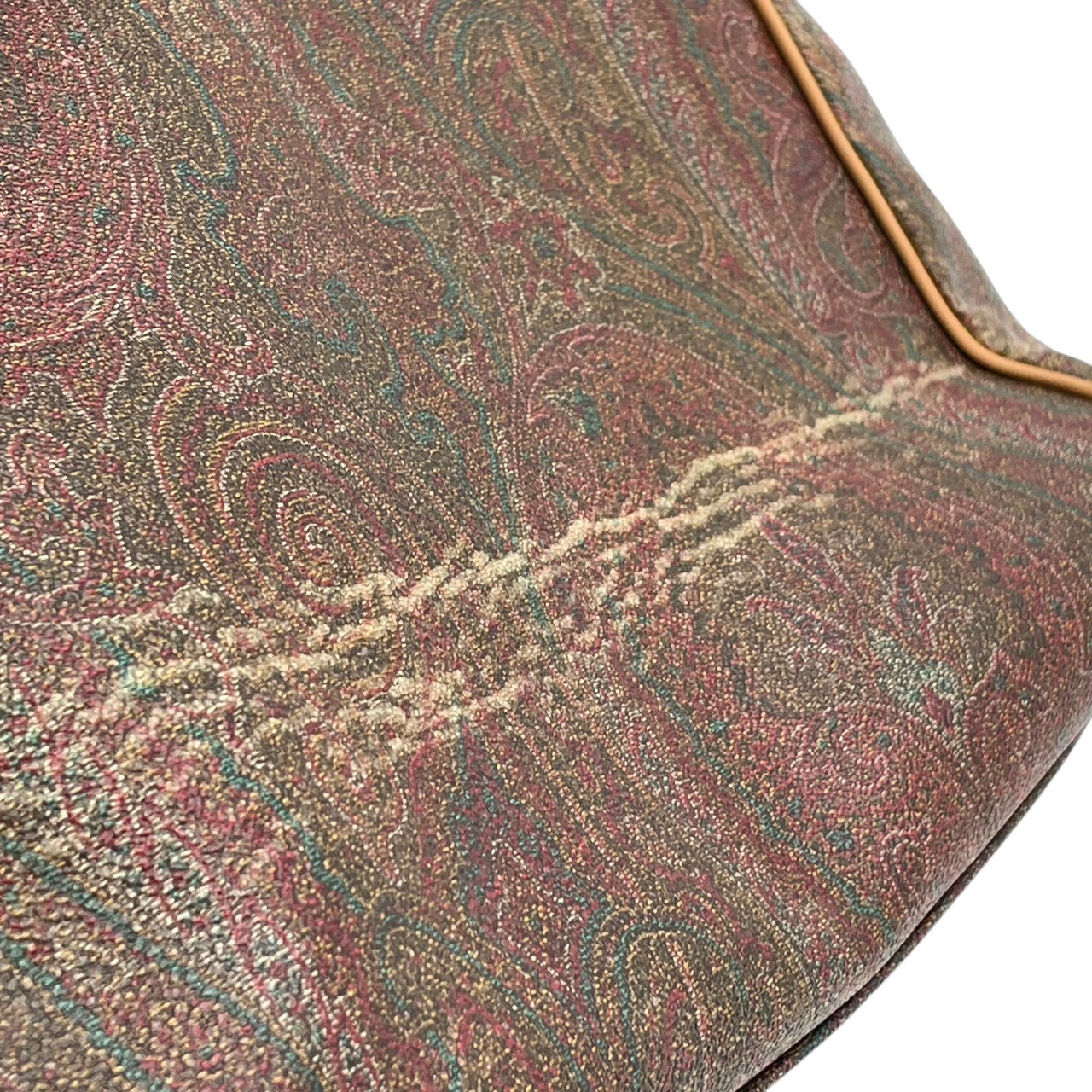Authentic ETRO Paisley Pattern Tote Bag PVC Leather Light Brown Italy