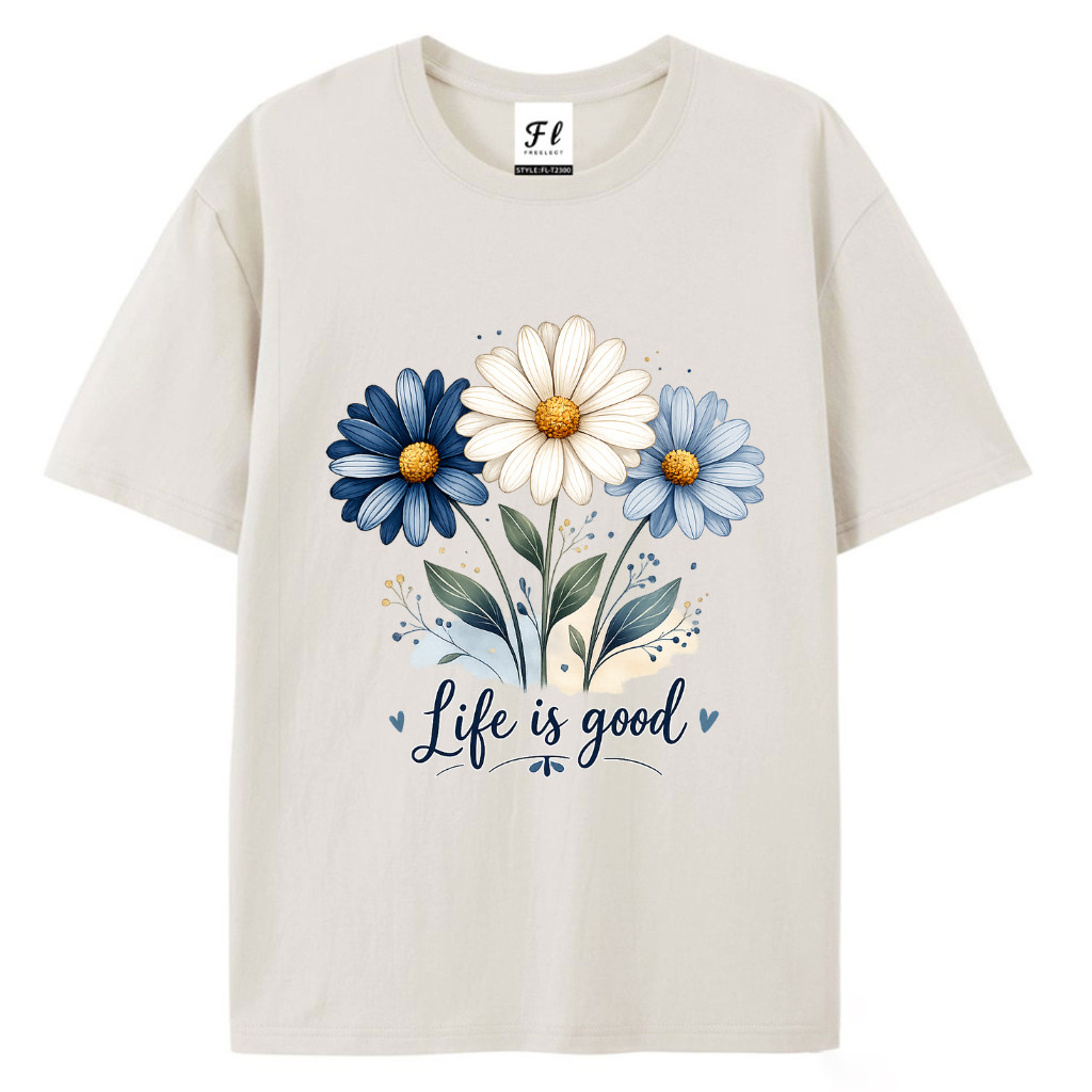 Inspirational Floral Tee Life Is Good Daisy Women Graphic Shirt Cottagecore
