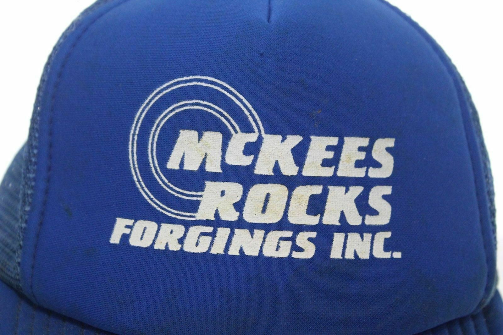 Vintage MCKEES ROCKS FORGINGS INC. Trucker Hat Blue Snapback Cap Speedway 1 Size