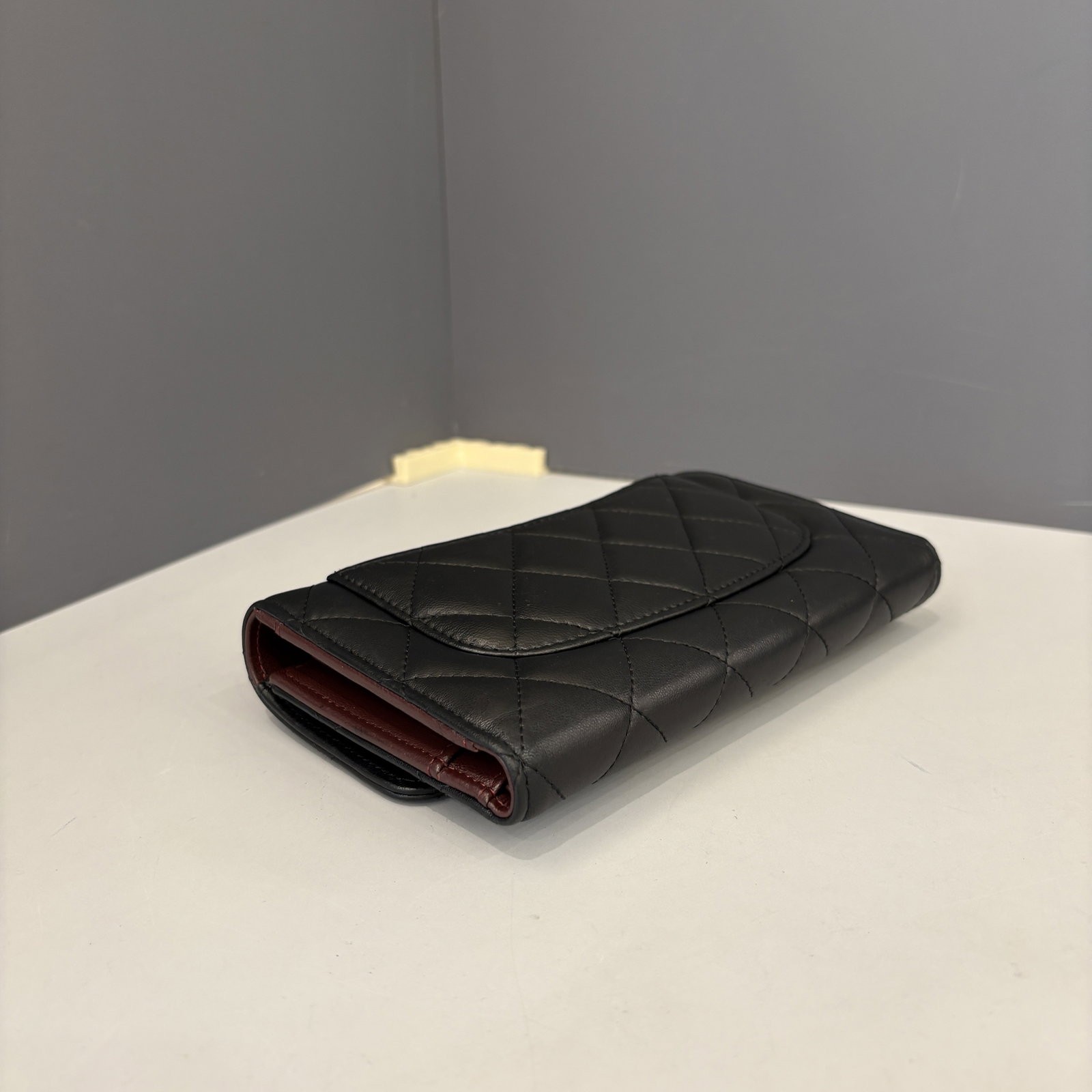 Chanel Classic Flap Continental Wallet Burgundy Black Lambskin (gv042426a1)