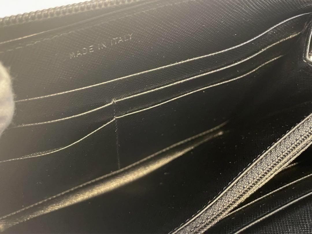 PRADA Long Wallet Round Zipper Triangle Plate Nylon