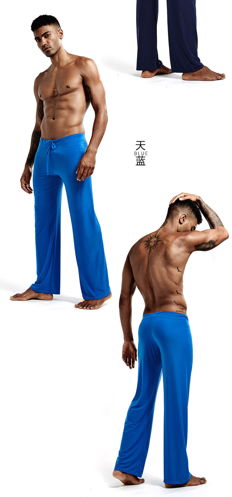 Men Sweat Pants Yoga Lounge Middle Waist Drawstring Trousers Straight Bottoms