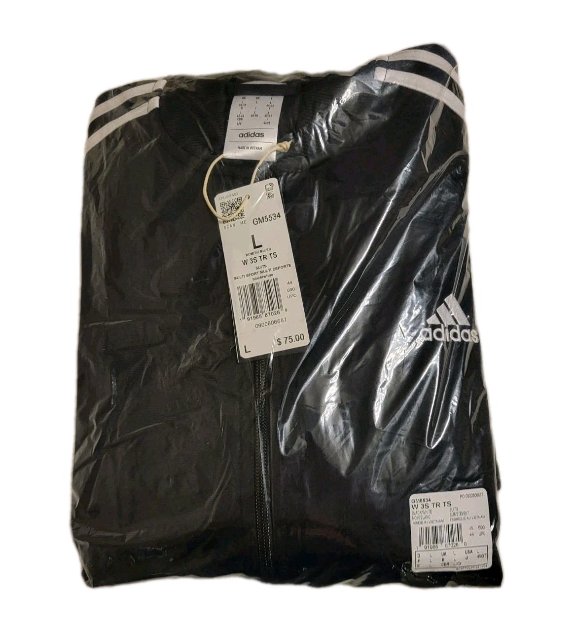 Adidas Womens Essentials Black/White Tracksuit Set (Large)