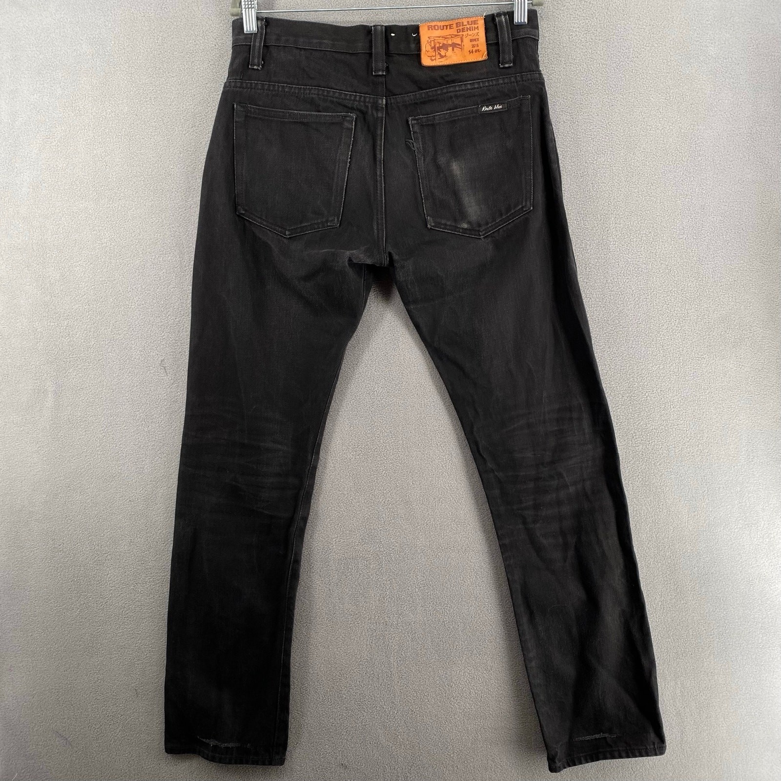 Route Blue Thailand Rare Selvedge Jeans Mens 33 Black Button Fly Straight Leg