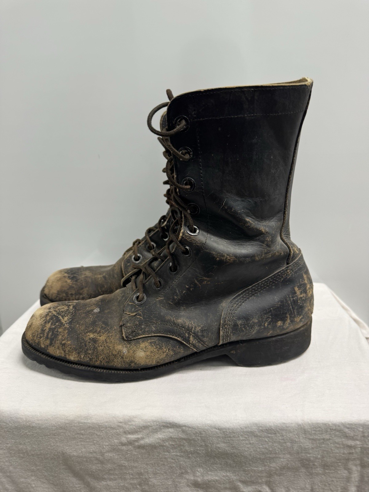 Vintage Military Boots Size 8.5 USA Black Leather Lace Up Military Combat
