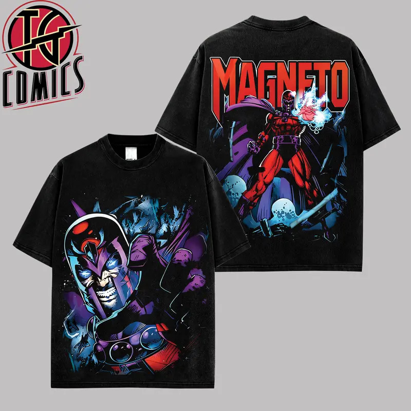 Vintage Magneto X-Men Comic Graphic Tee Premium Acid Washed Cotton T-Shirt, MCU