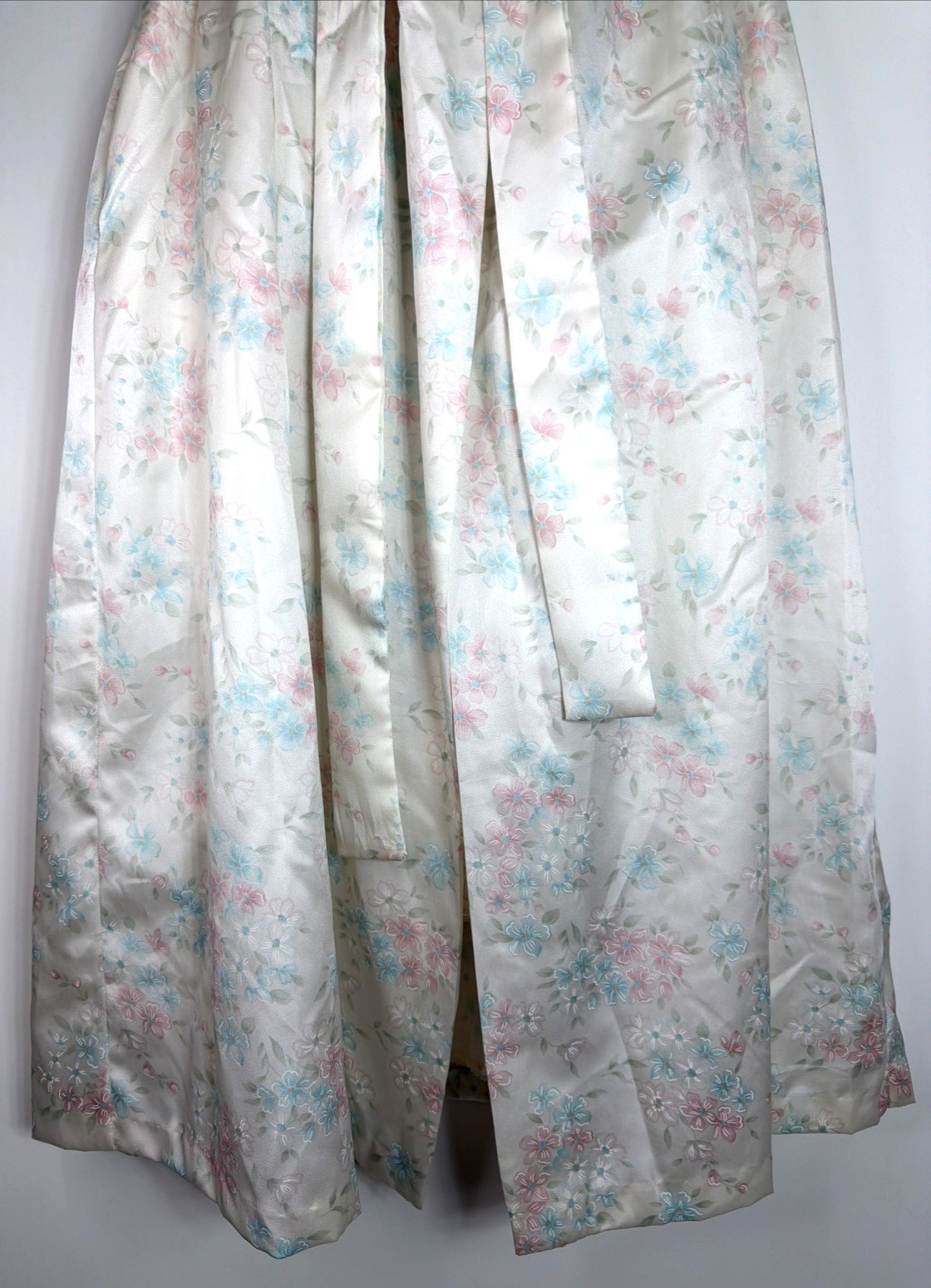 VTG Sara Beth Satin Poly Nightgown Robe Set Pink/Blue Floral Lace Bridal Small