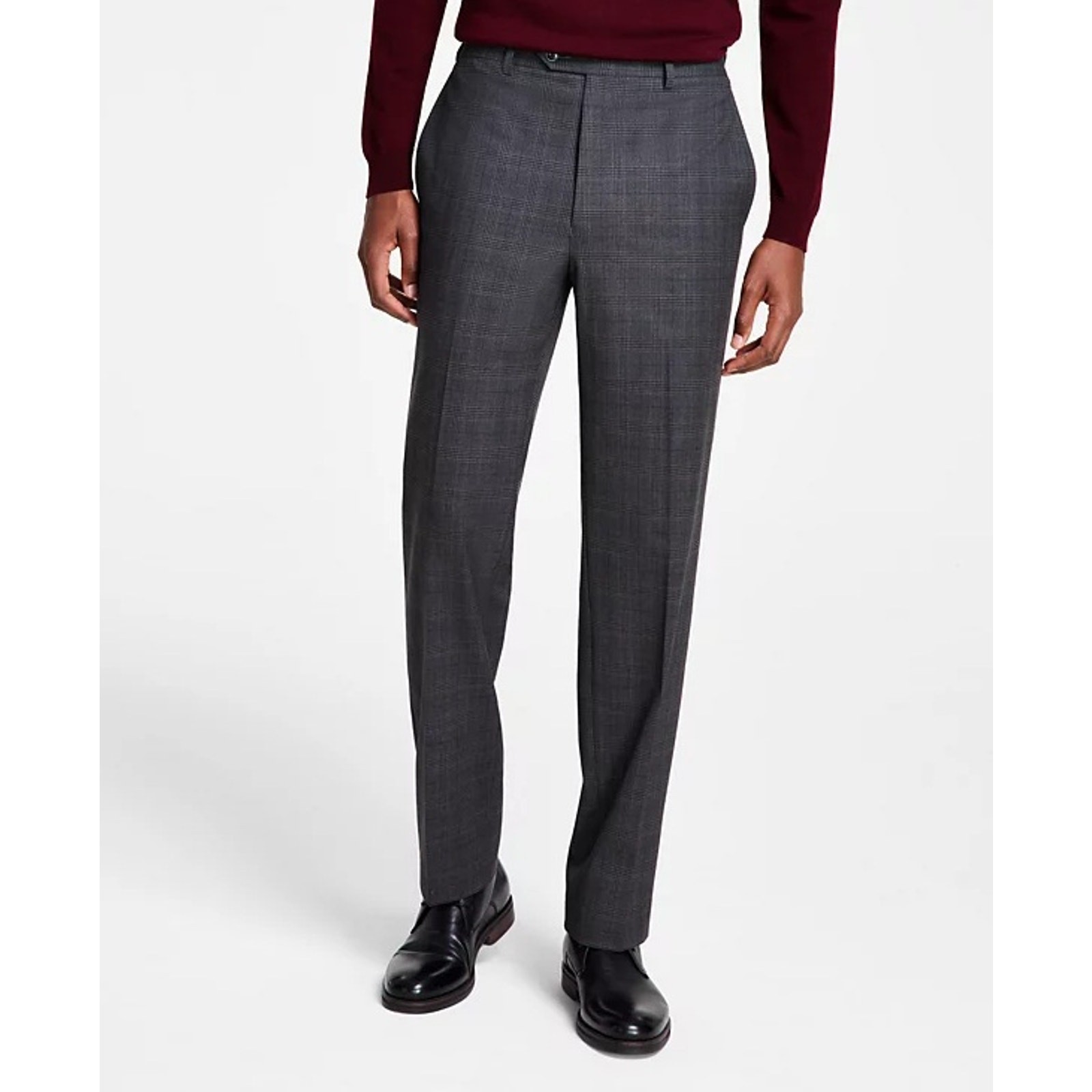 Michael Kors Men’s Dark Grey Plaid Marvin Classic Fit Dress Pants Size 34W 34L
