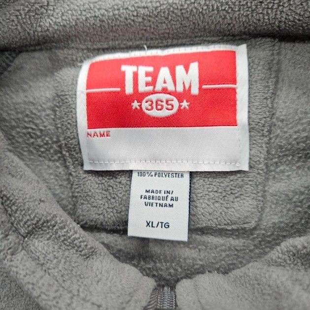 Team 365 Men’s Size XL Gray Full Zip Fleece Jacket Hockey Embroidered