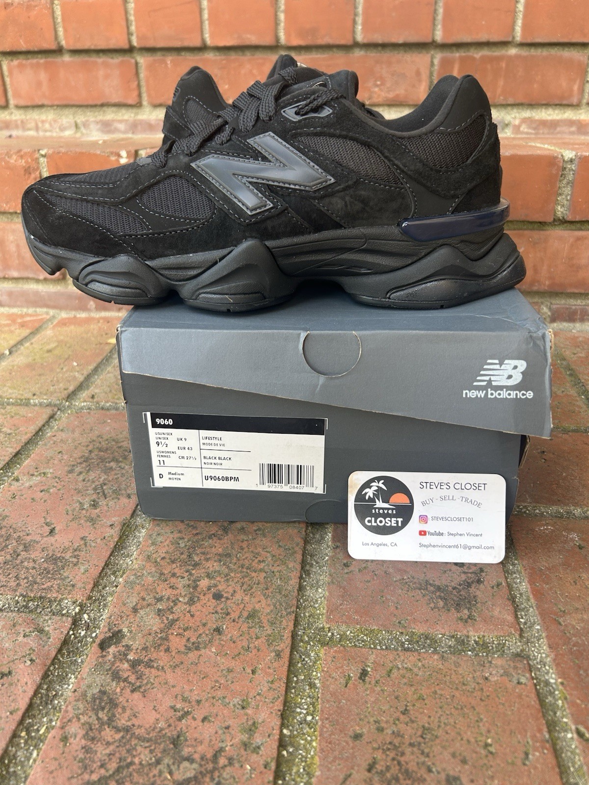 New Balance 9060 Triple Black Cat Suede U9060BPM Men Size 9.5 or 10