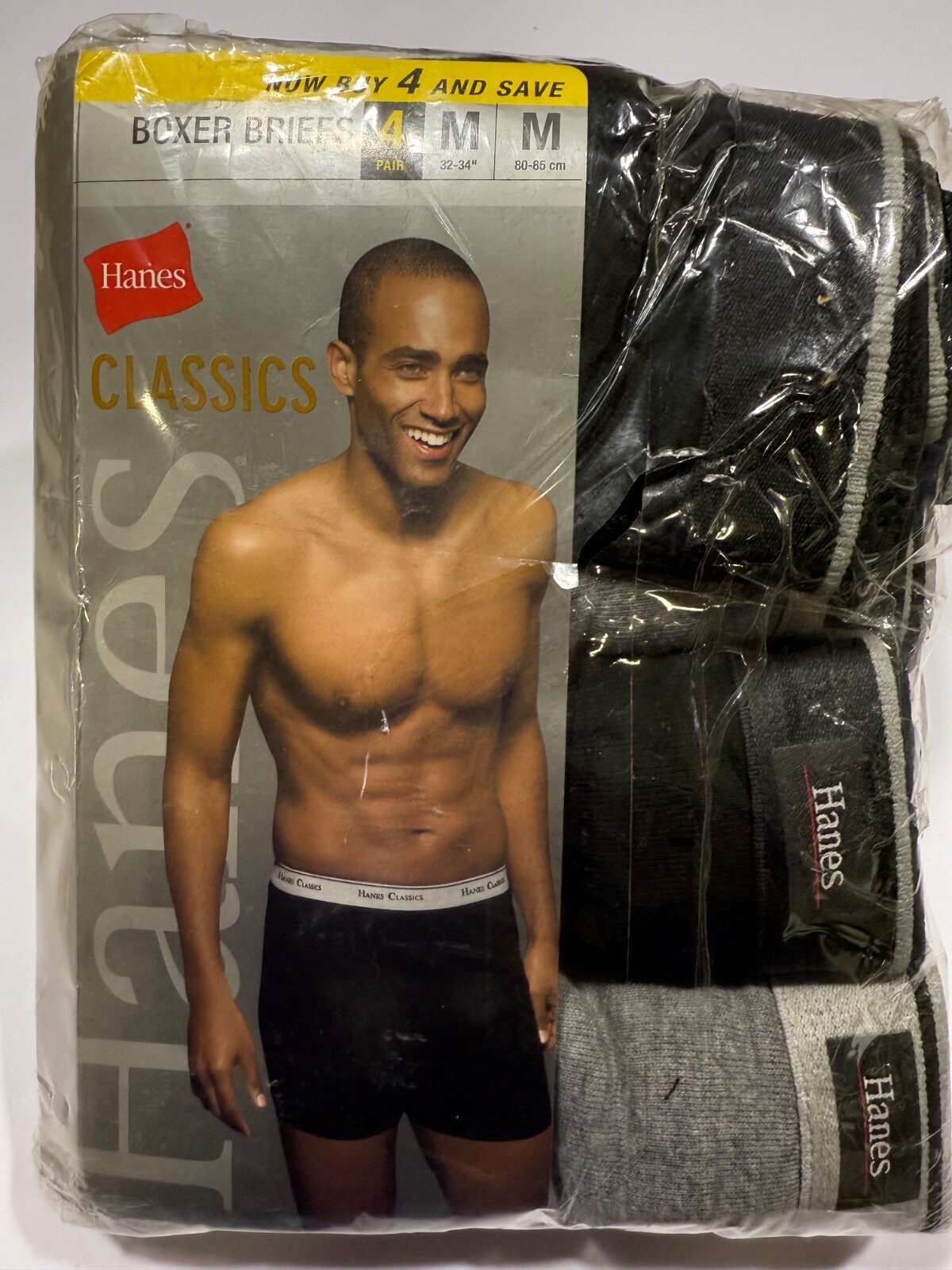 Hanes Classics M 32-34 Men’s Boxer Brief/Comfort Flex® Waistband Black/grey 4pk