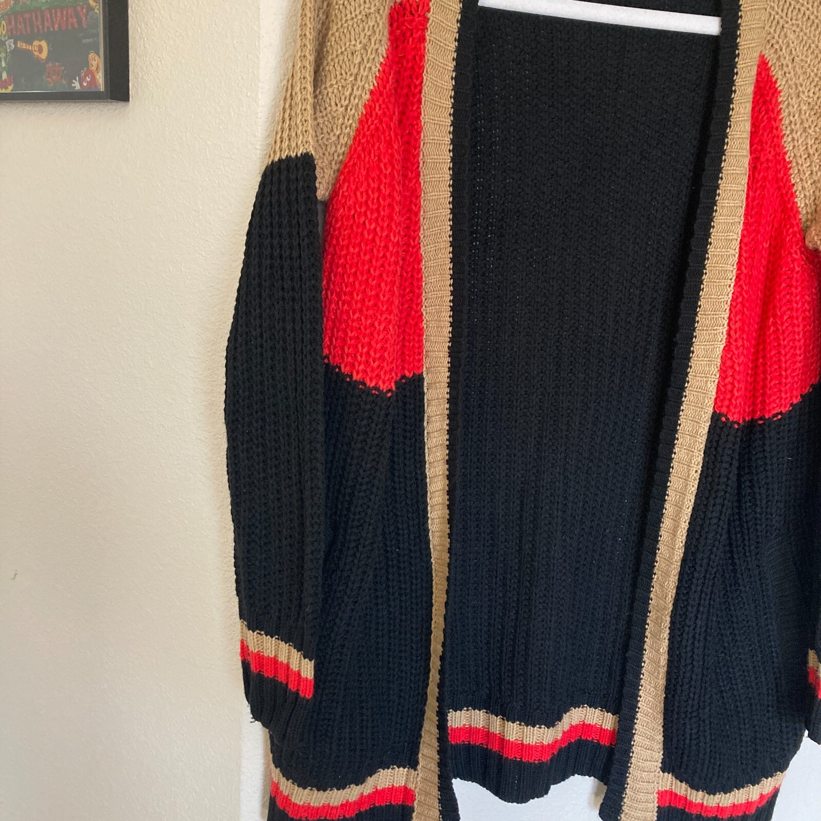 Stitches and Stripes Knit Open Front Cardigan Sweater Size Small